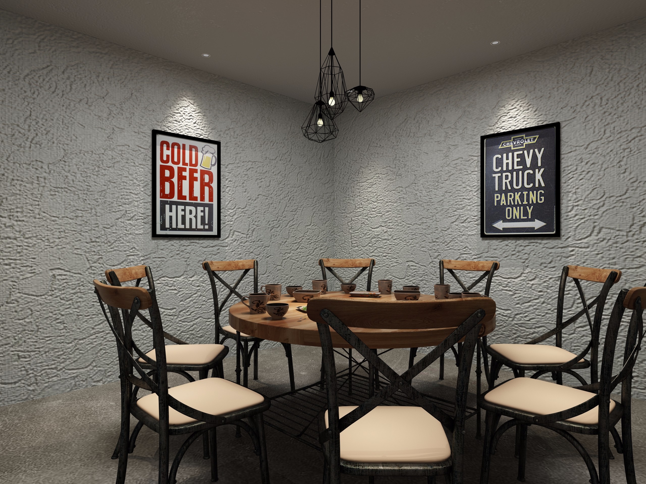 火锅店工业风包间