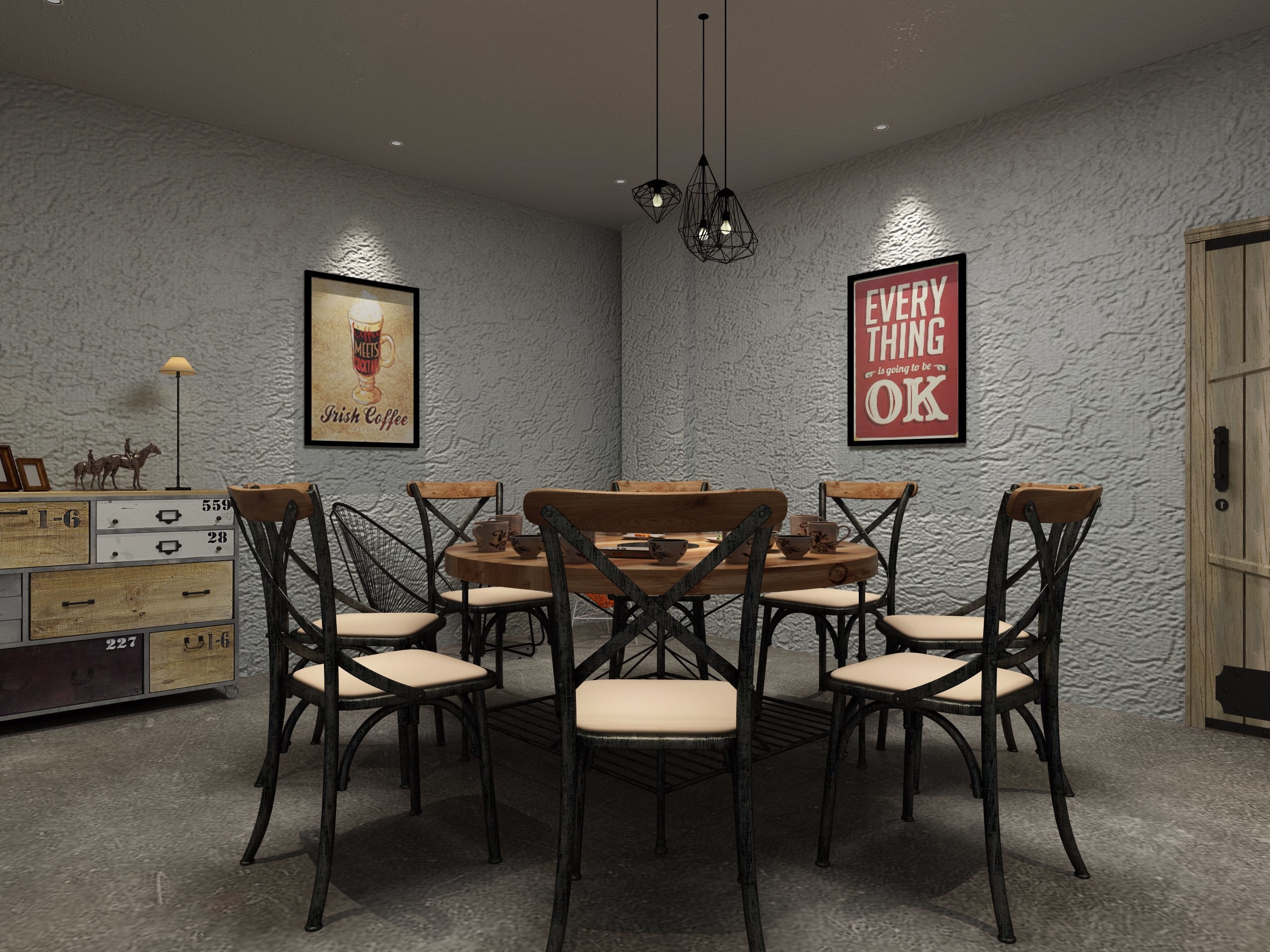 火锅店工业风包间