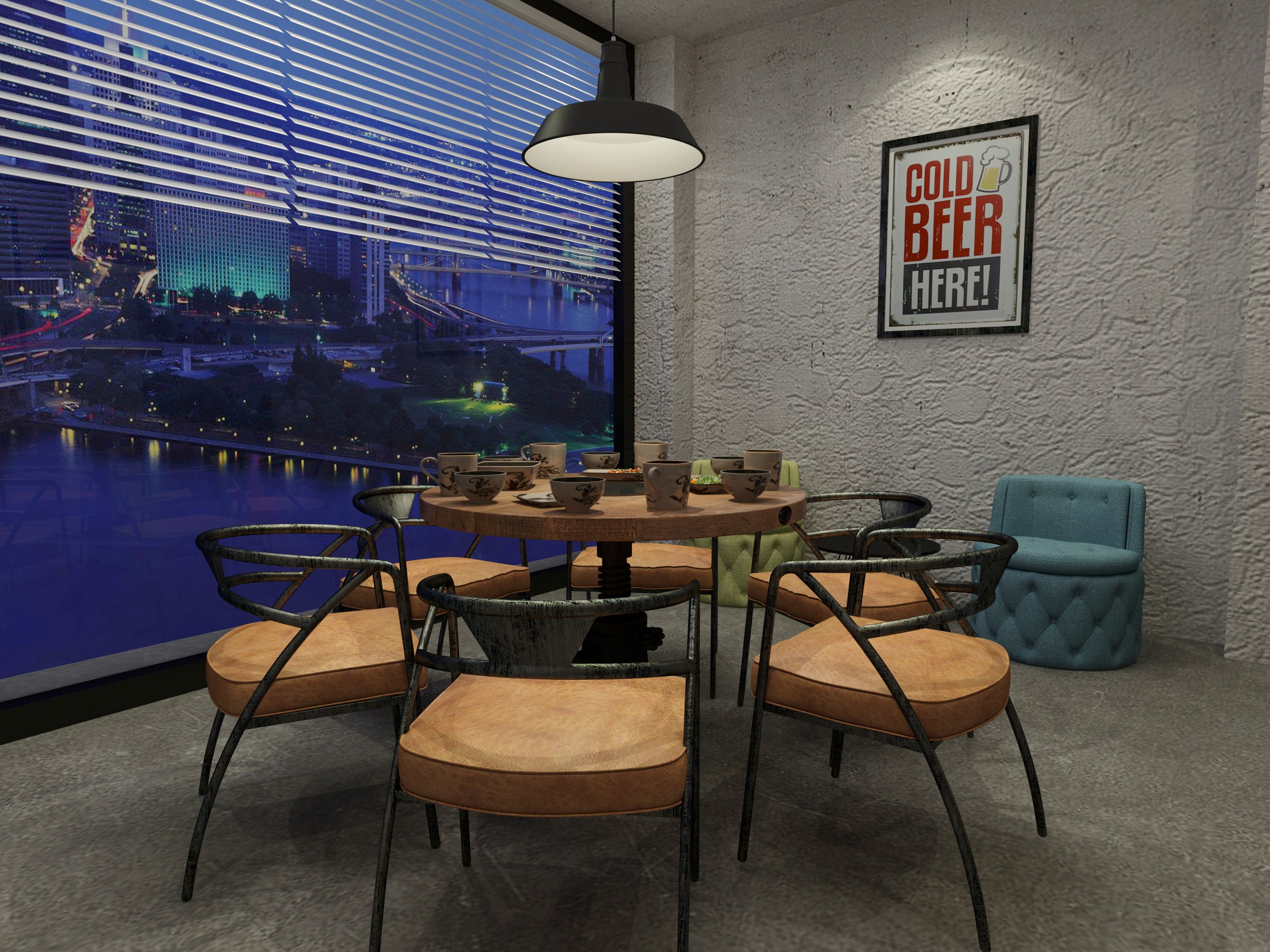 火锅店工业风包间