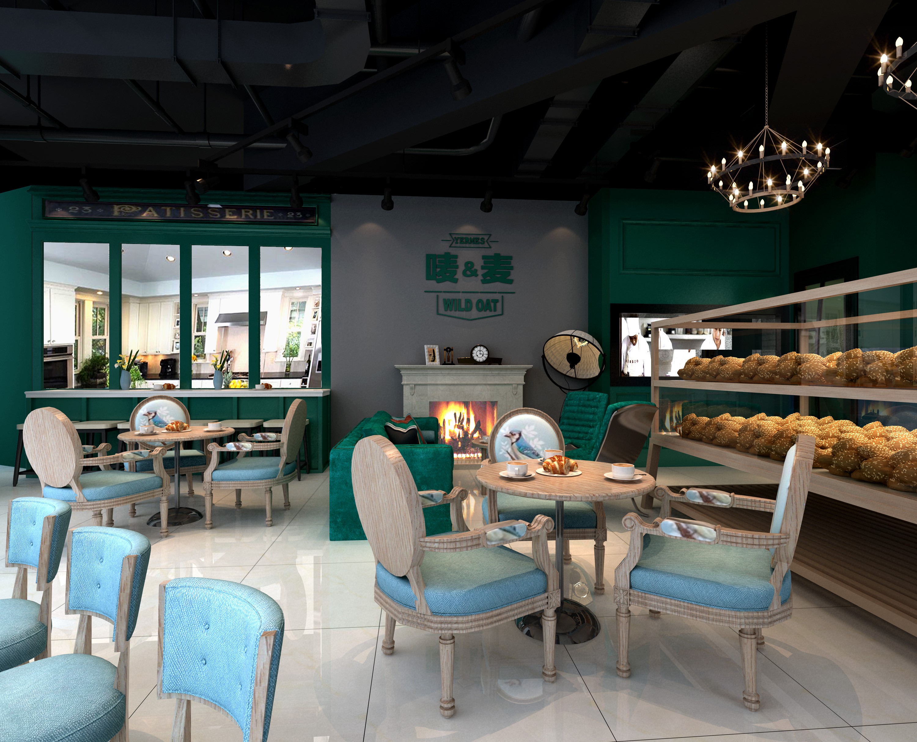 安佰效果图---面包奶茶店