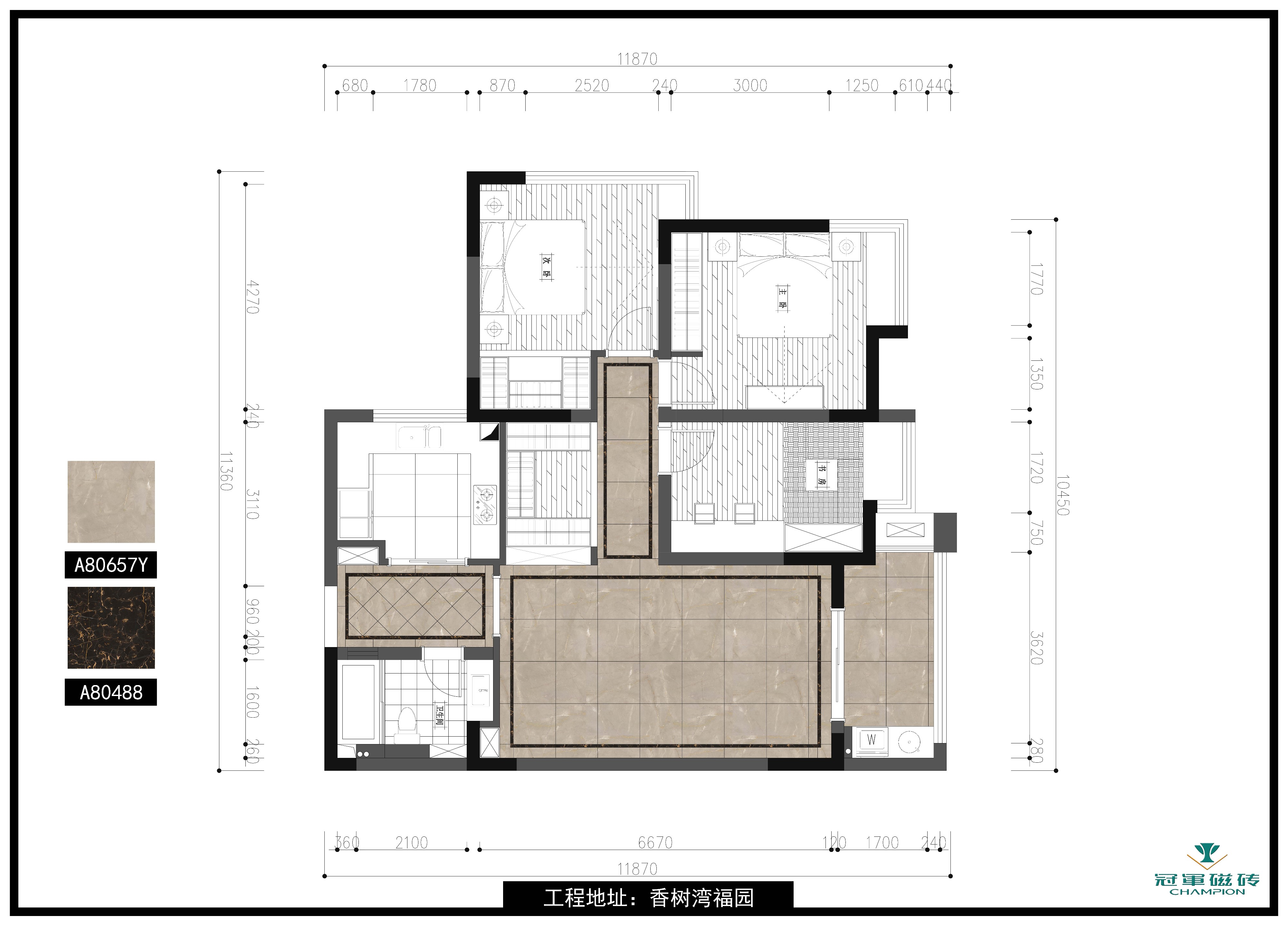 比如空间和地面的对比,墙面和地板的色彩对比.
