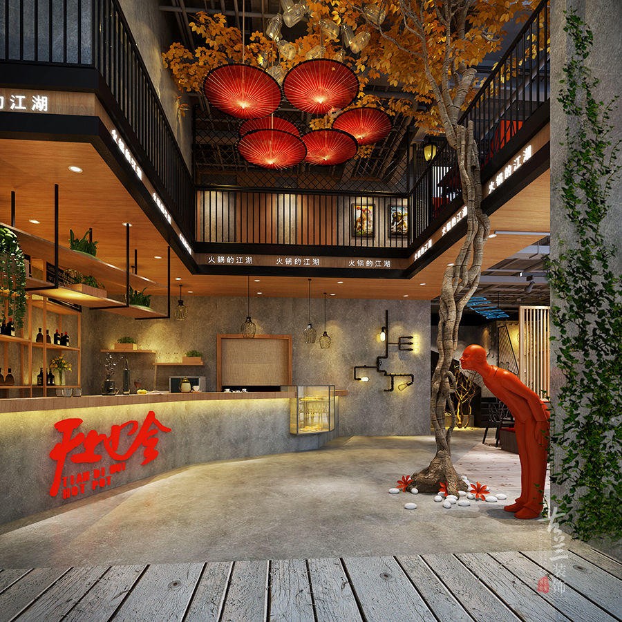 天地会火锅店——南昌火锅店装修设计 - 效果图交流区-建E室内设计网