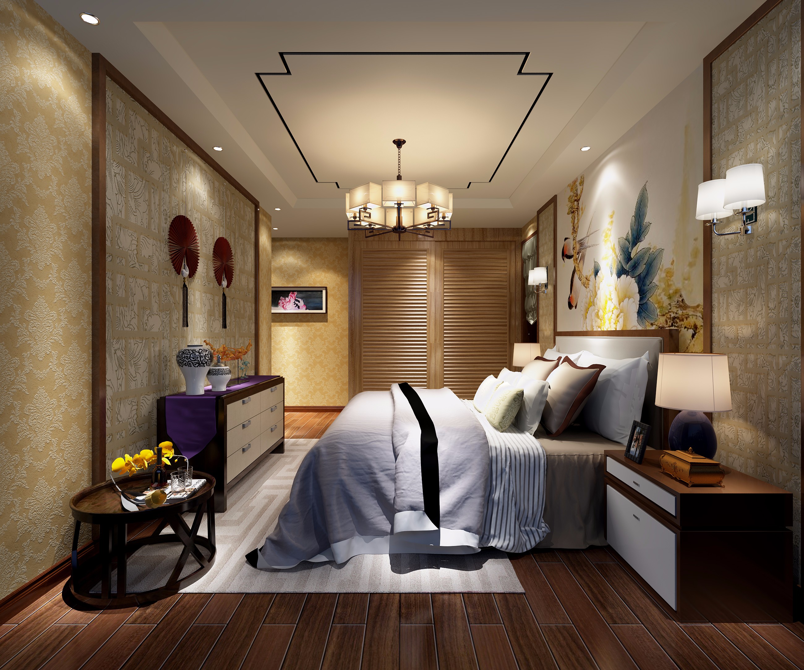 我在江西·南昌，现代新中式卧室作品。|空间|室内设计|老郭DESIGN - 原创作品 - 站酷 (ZCOOL)