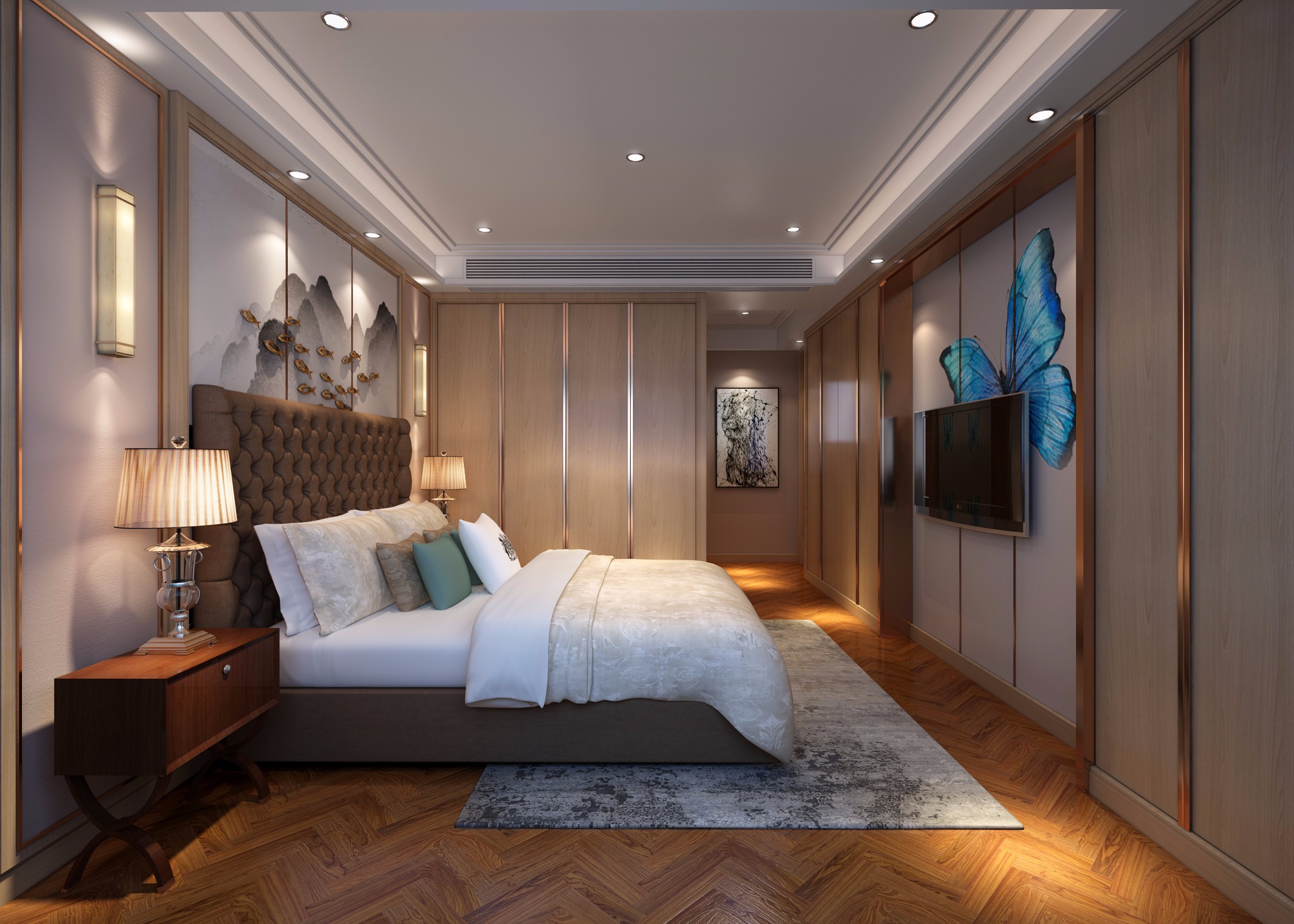 中式卧室效果图案例 - 效果图交流区-建e室内设计网