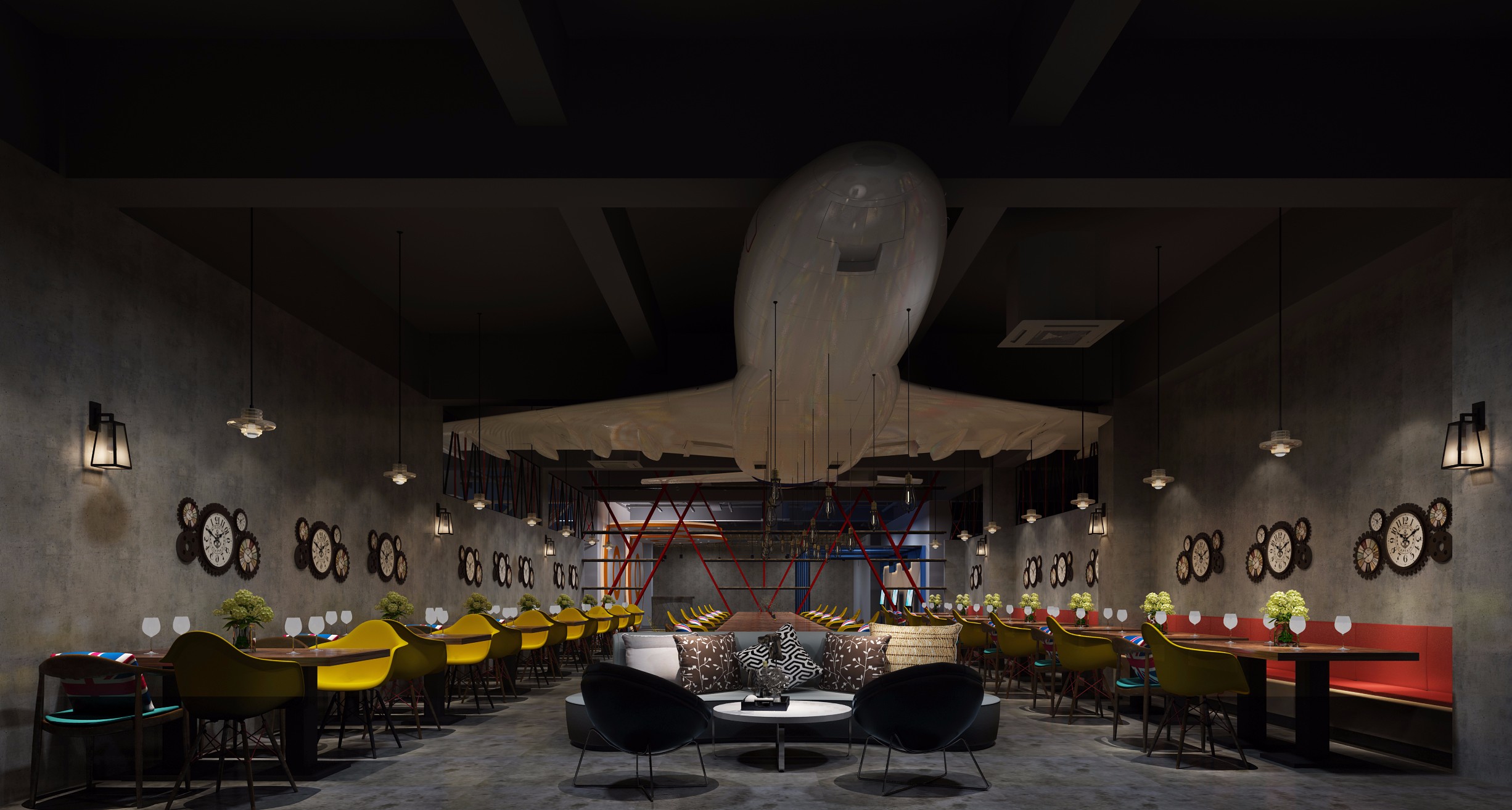 工业风格酒吧效果图案例