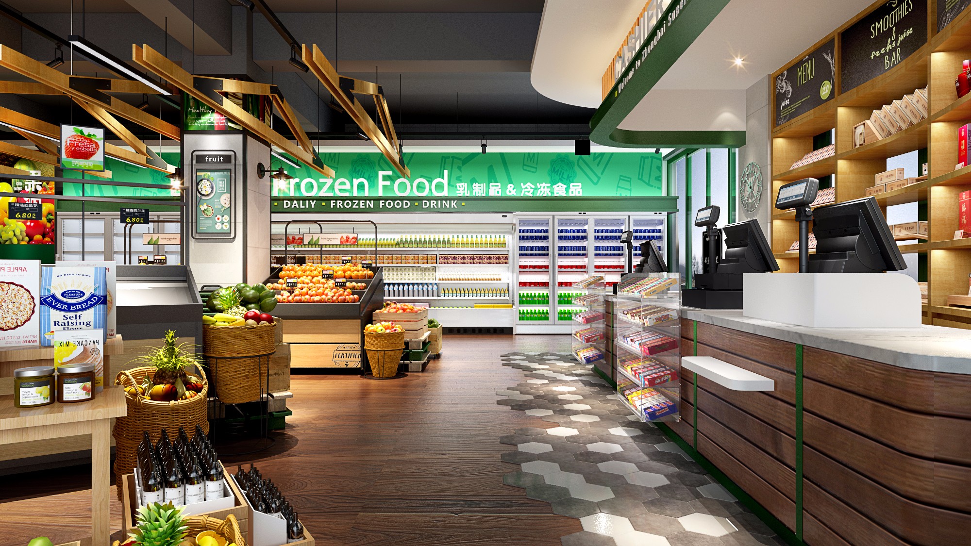 超市吧台 - 效果图交流区-建e室内设计网
