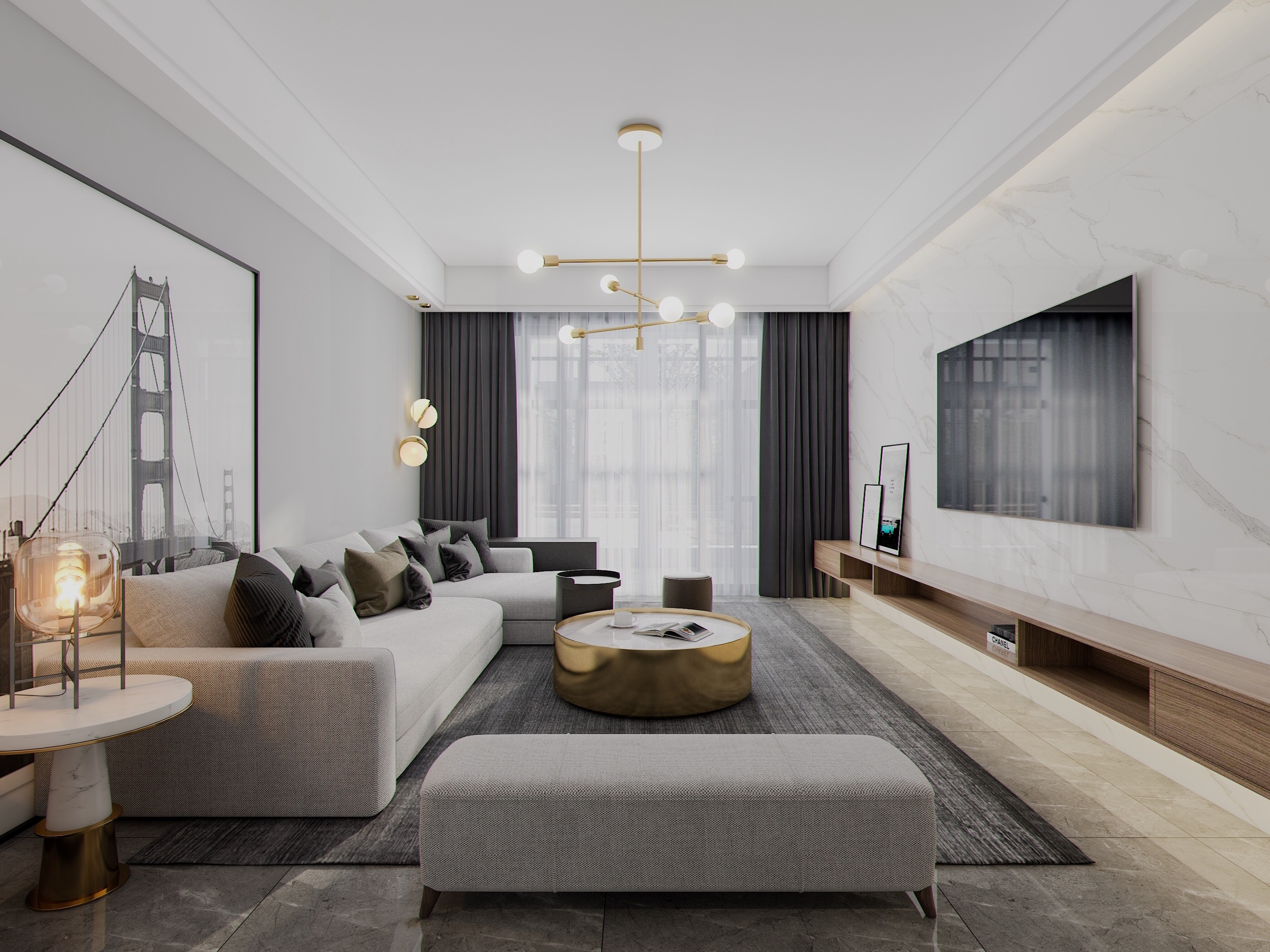 现代风格客餐厅 - 效果图交流区-建e室内设计网