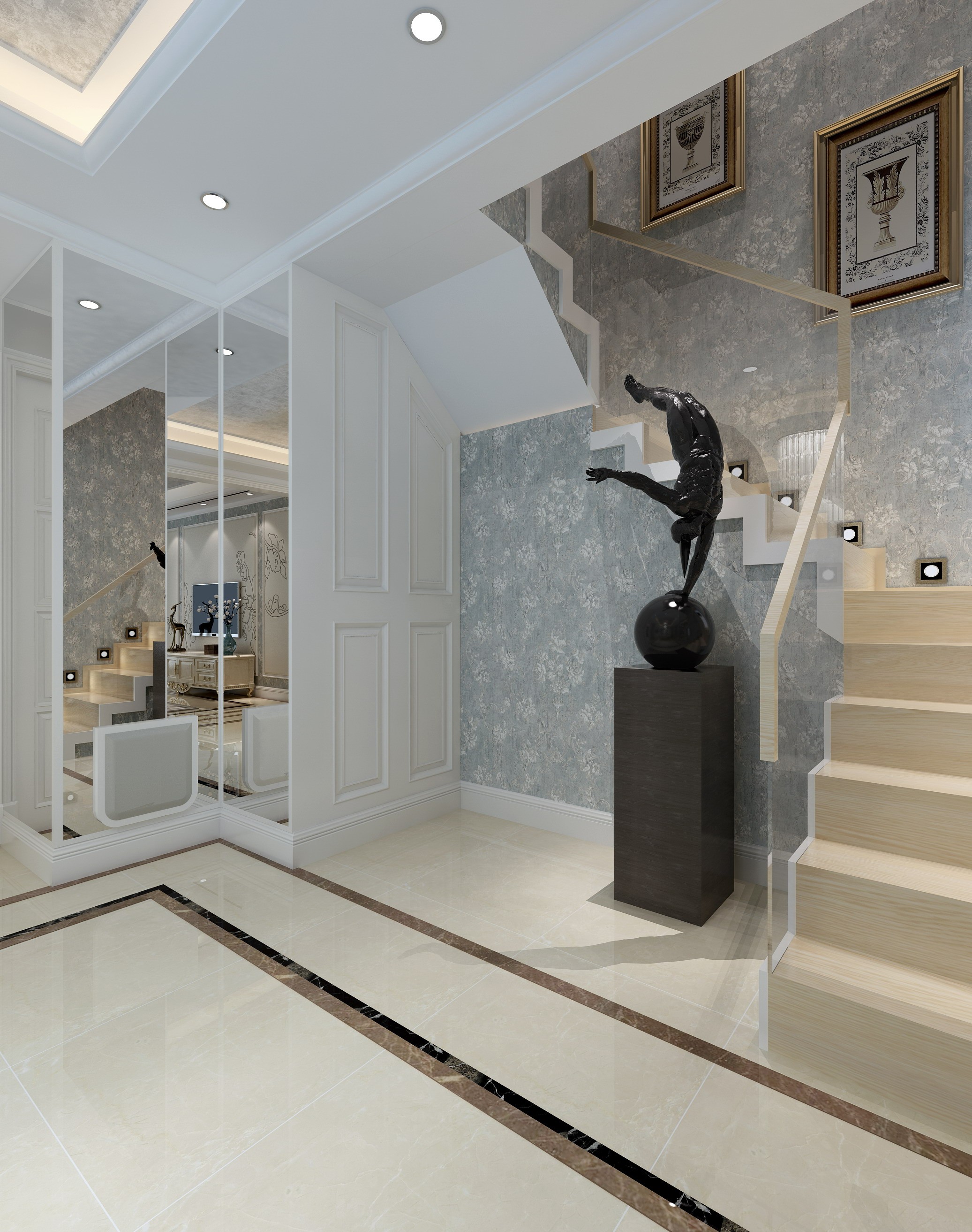 映象空间-冠珠瓷砖米黄色砖的铺贴效果