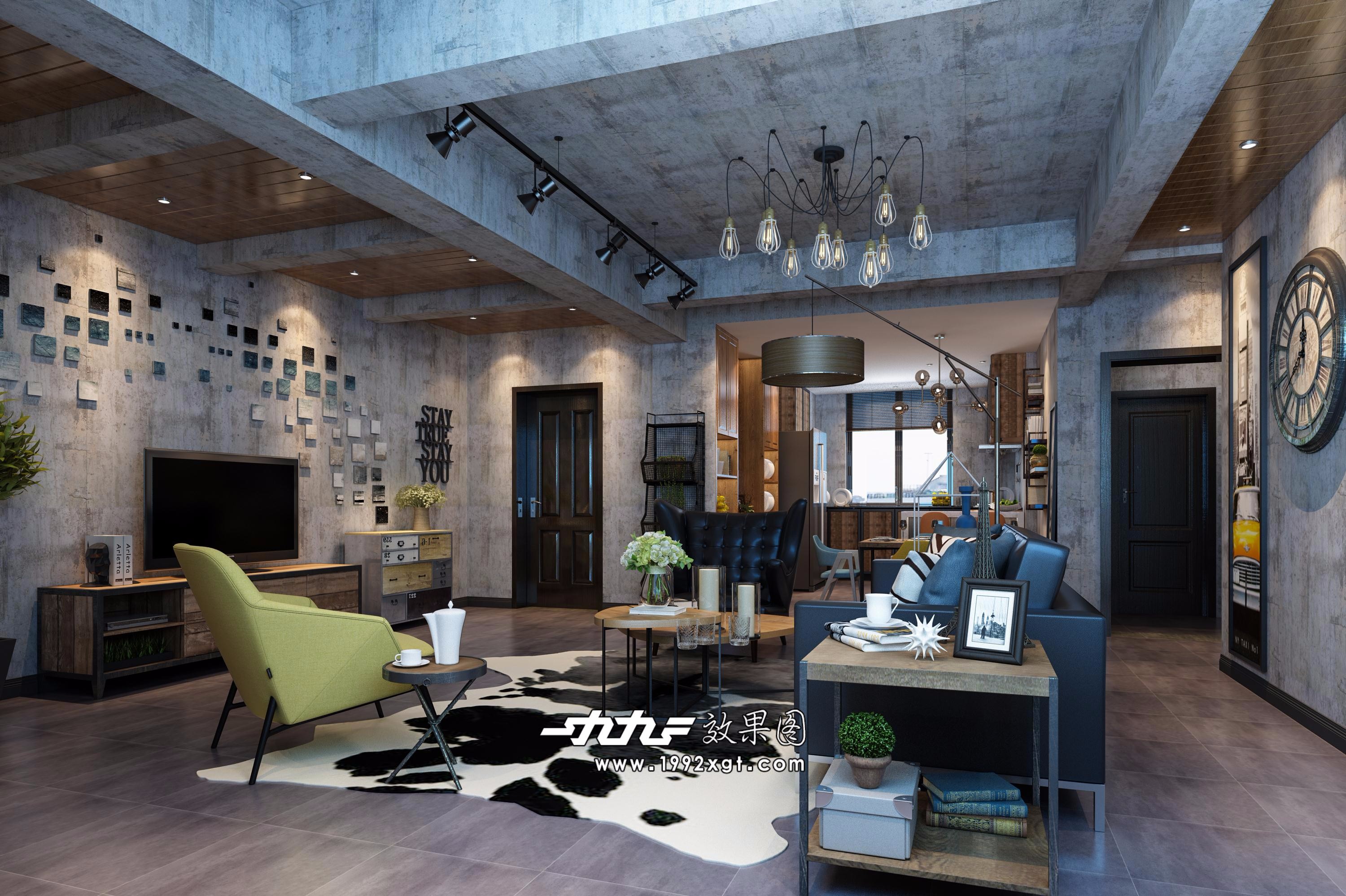 一九九二 效果图-家装工业风