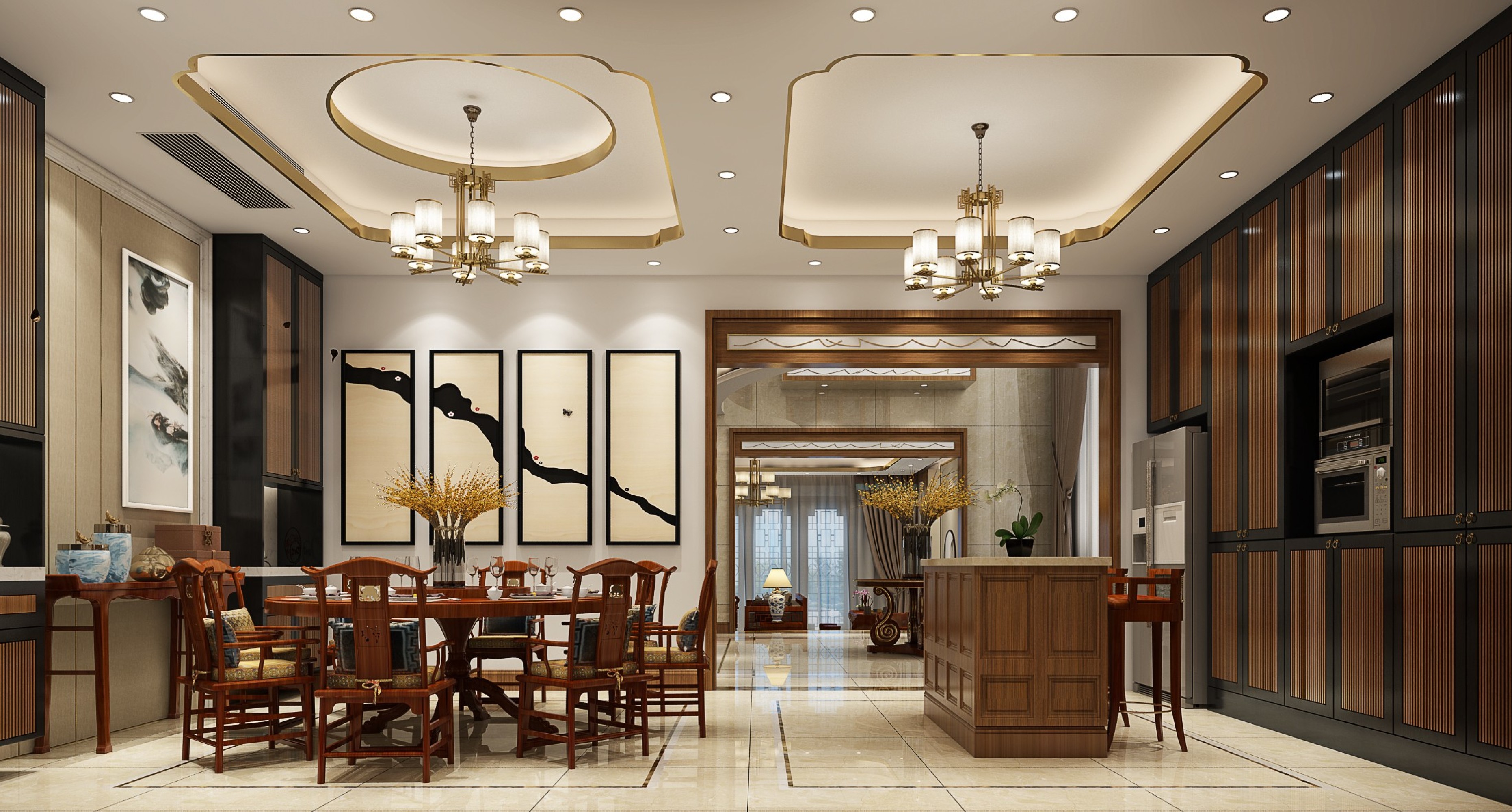 家装中式效果图[ID: 116671946]_建e效果图
