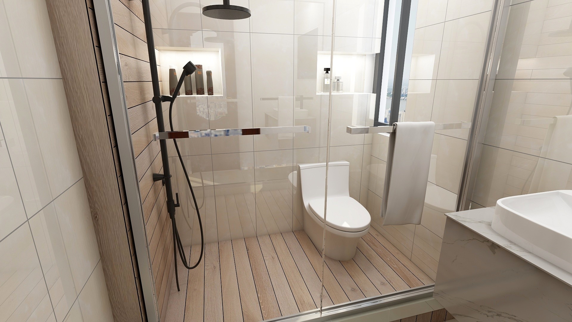 这是卫生间,通过干湿分离划分区域.