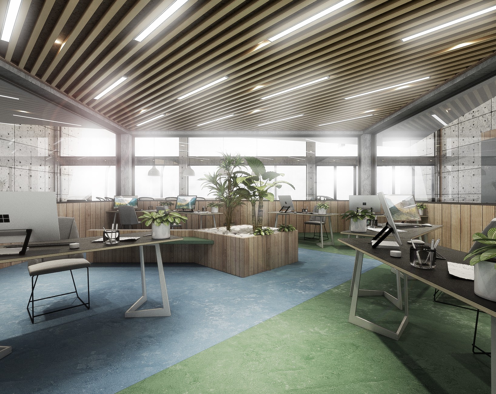 一套随性的办公空间设计 - 效果图交流区-建e室内设计网