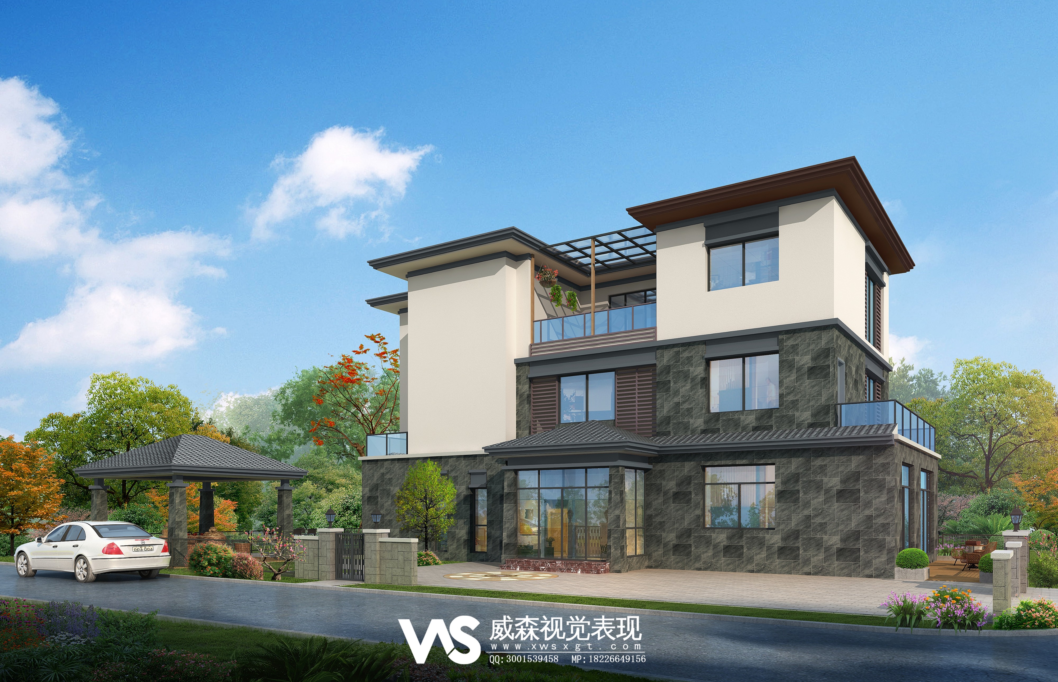 独栋别墅外观 - 效果图交流区-建e室内设计网