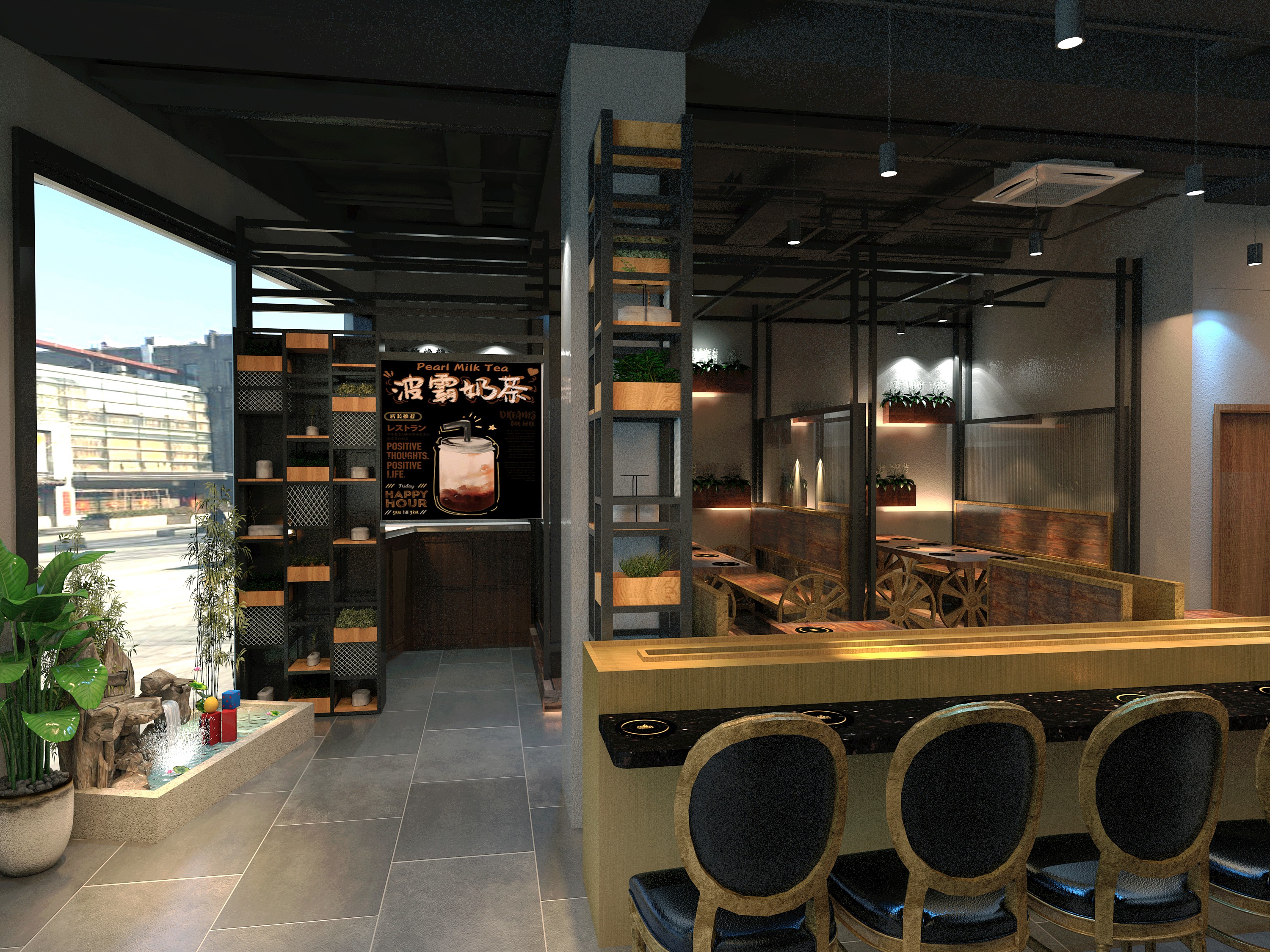 工业风餐厅设计 - 效果图交流区-建e室内设计网