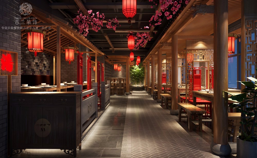 长兴潘府火锅店设计_湖州中式火锅店设计 - 效果图交流区-建E室内设计网