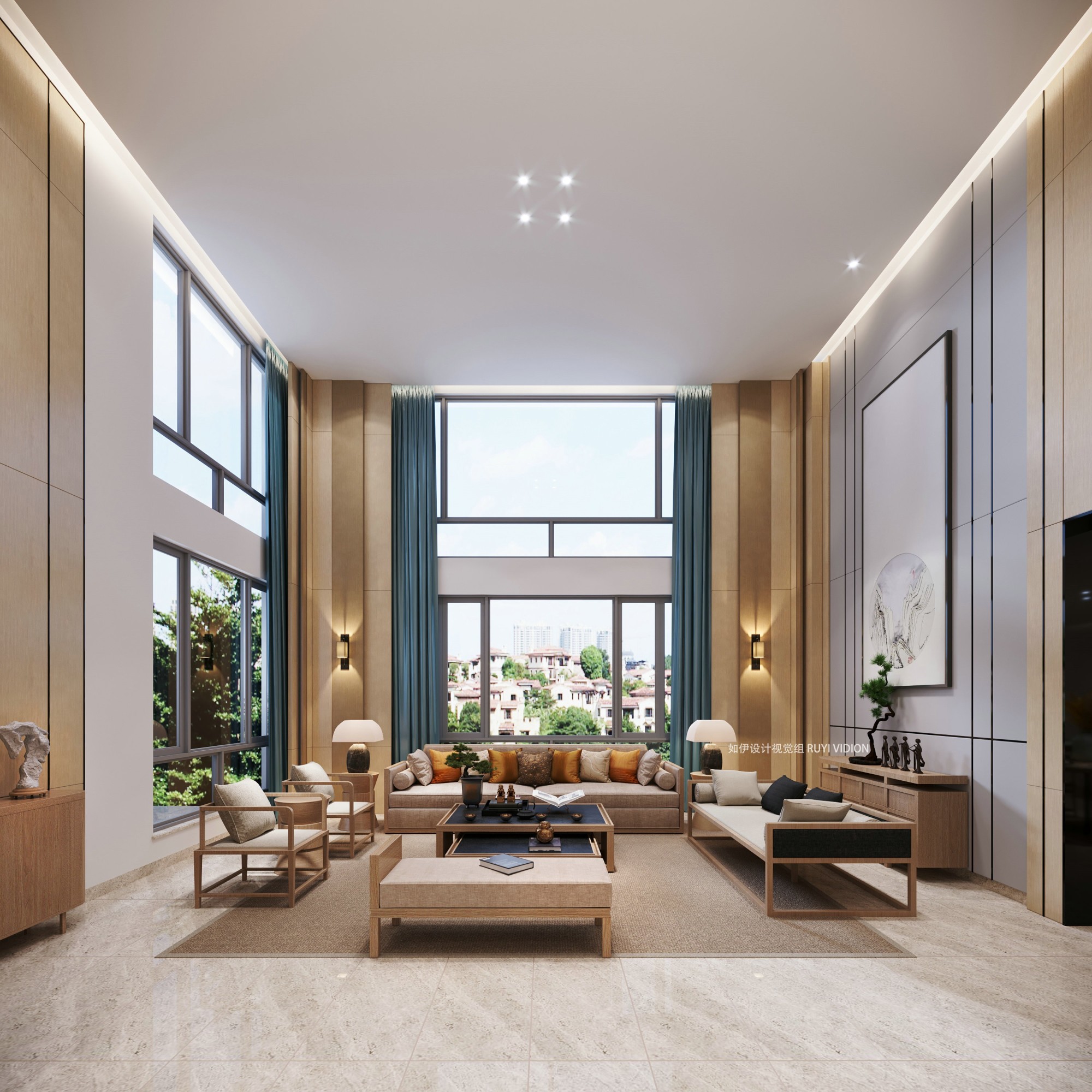 新中式家装设计[ID: 110642525]_建e效果图