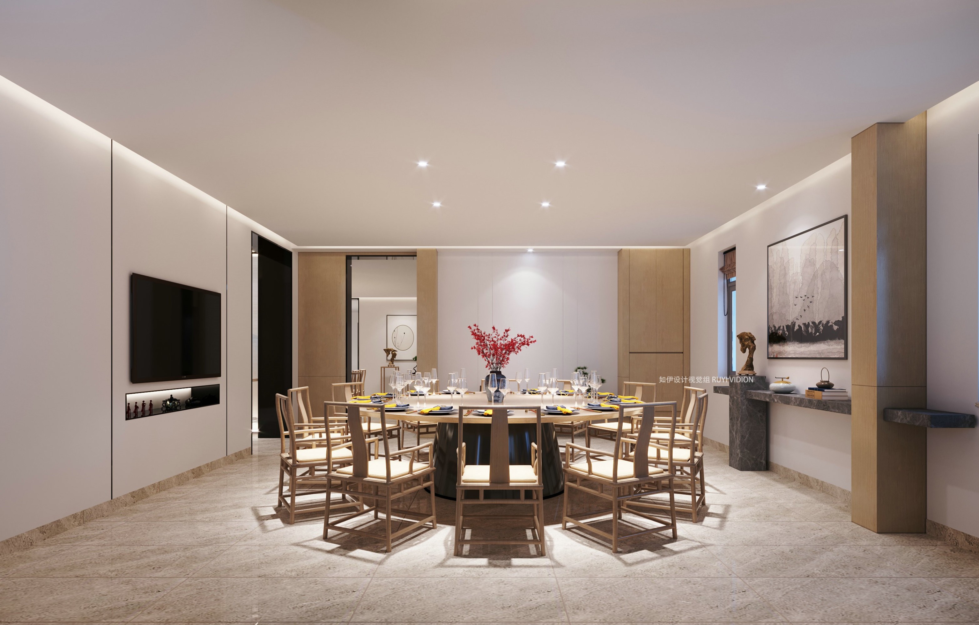 新中式家装设计[ID: 110642525]_建e效果图