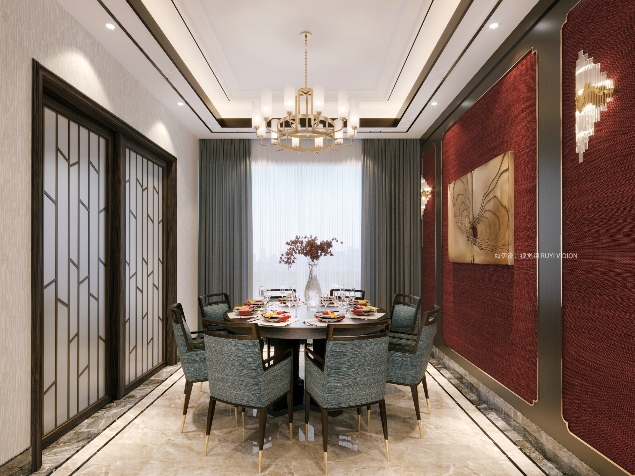新中式家装设计[ID: 110642525]_建e效果图