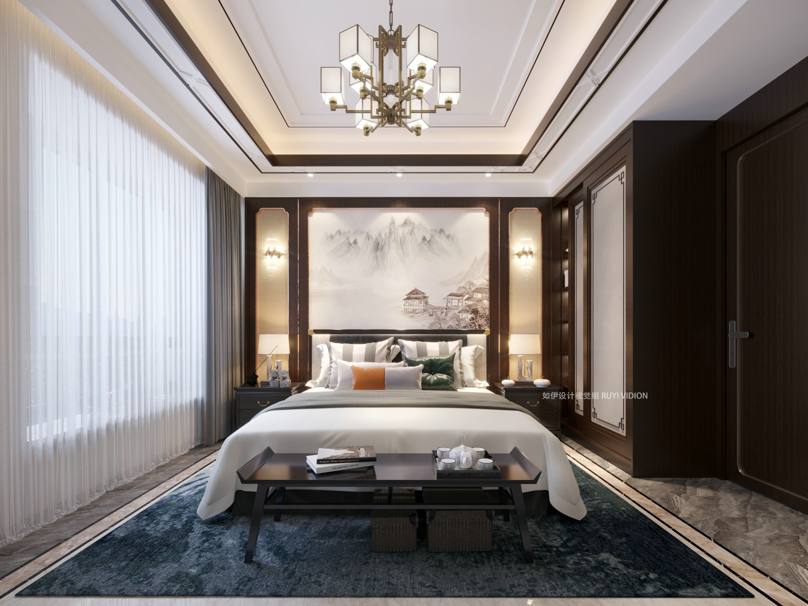 新中式家装设计[ID: 110642525]_建e效果图