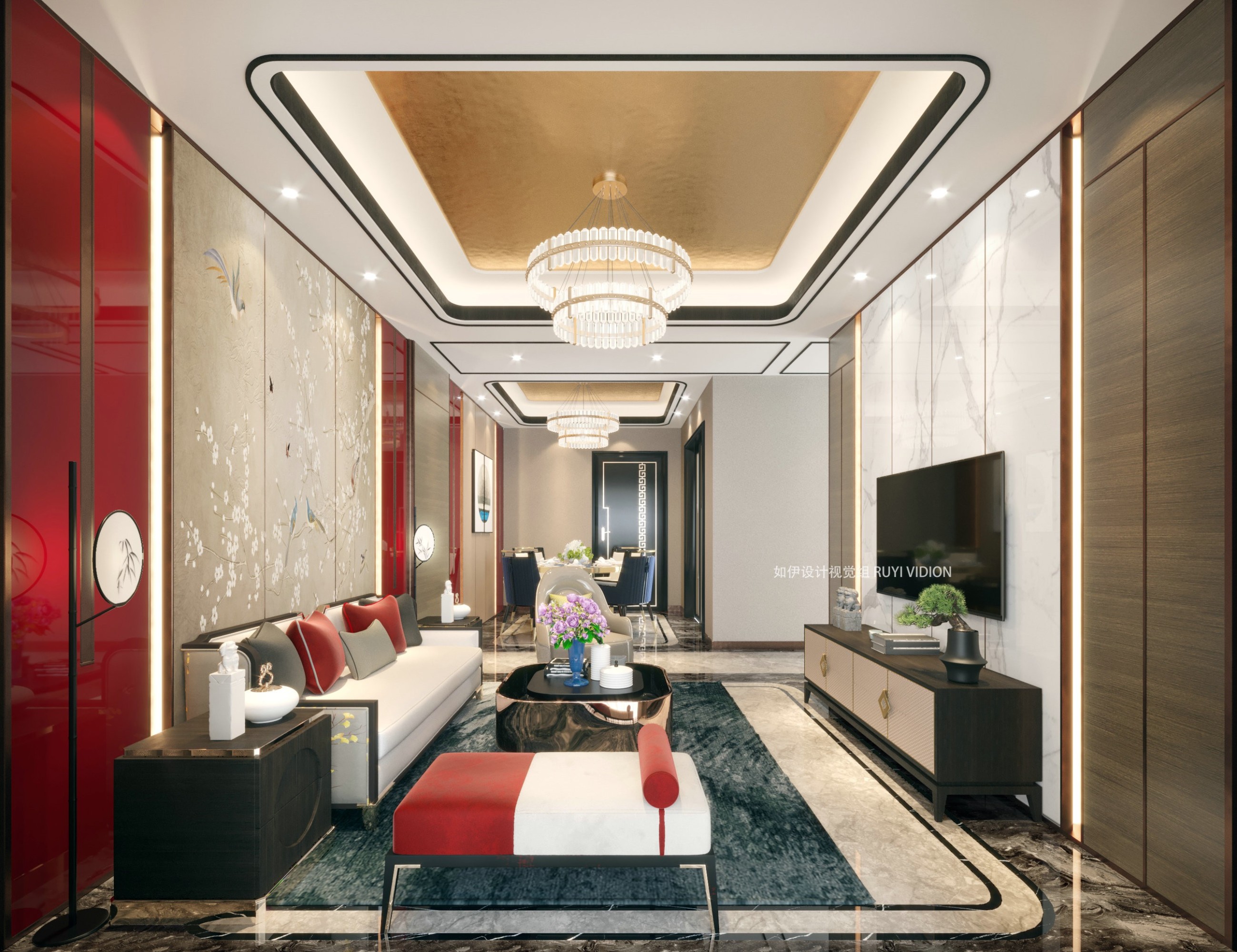 新中式家装设计[ID: 110642525]_建e效果图