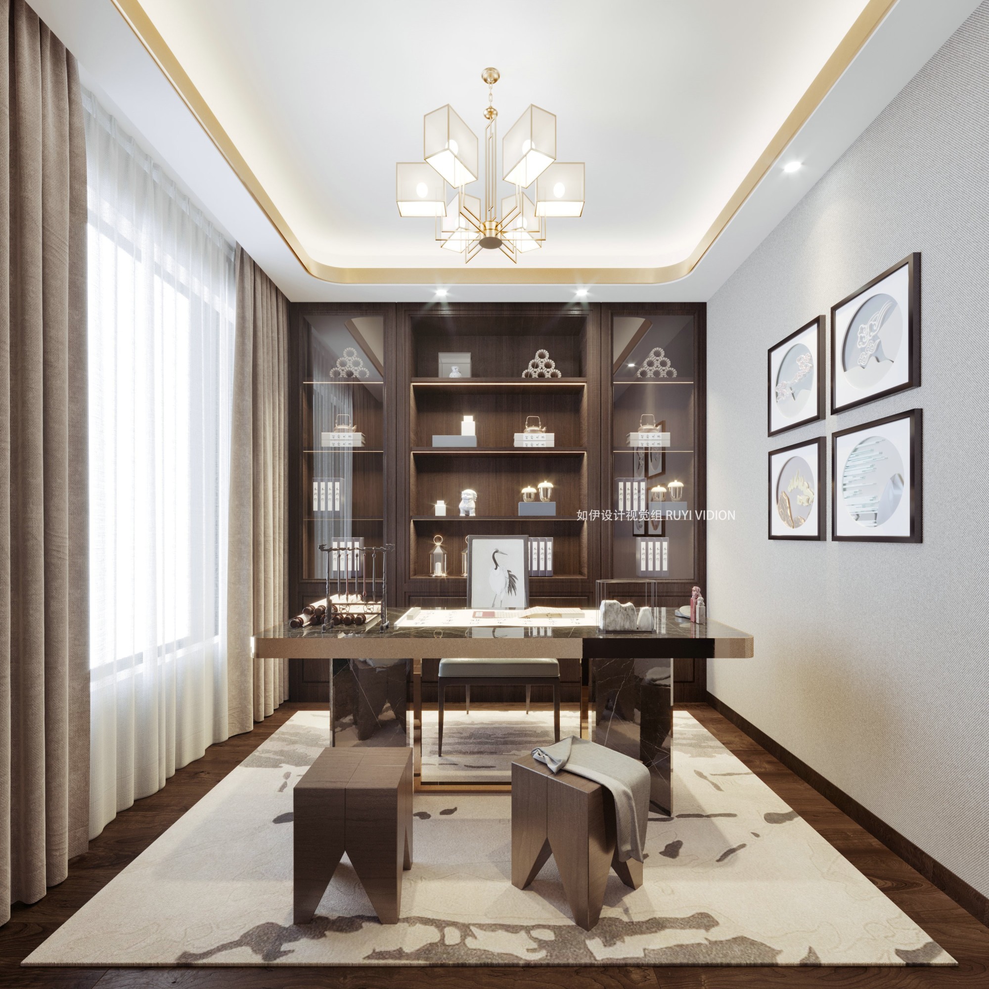 新中式家装设计[ID: 110642525]_建e效果图