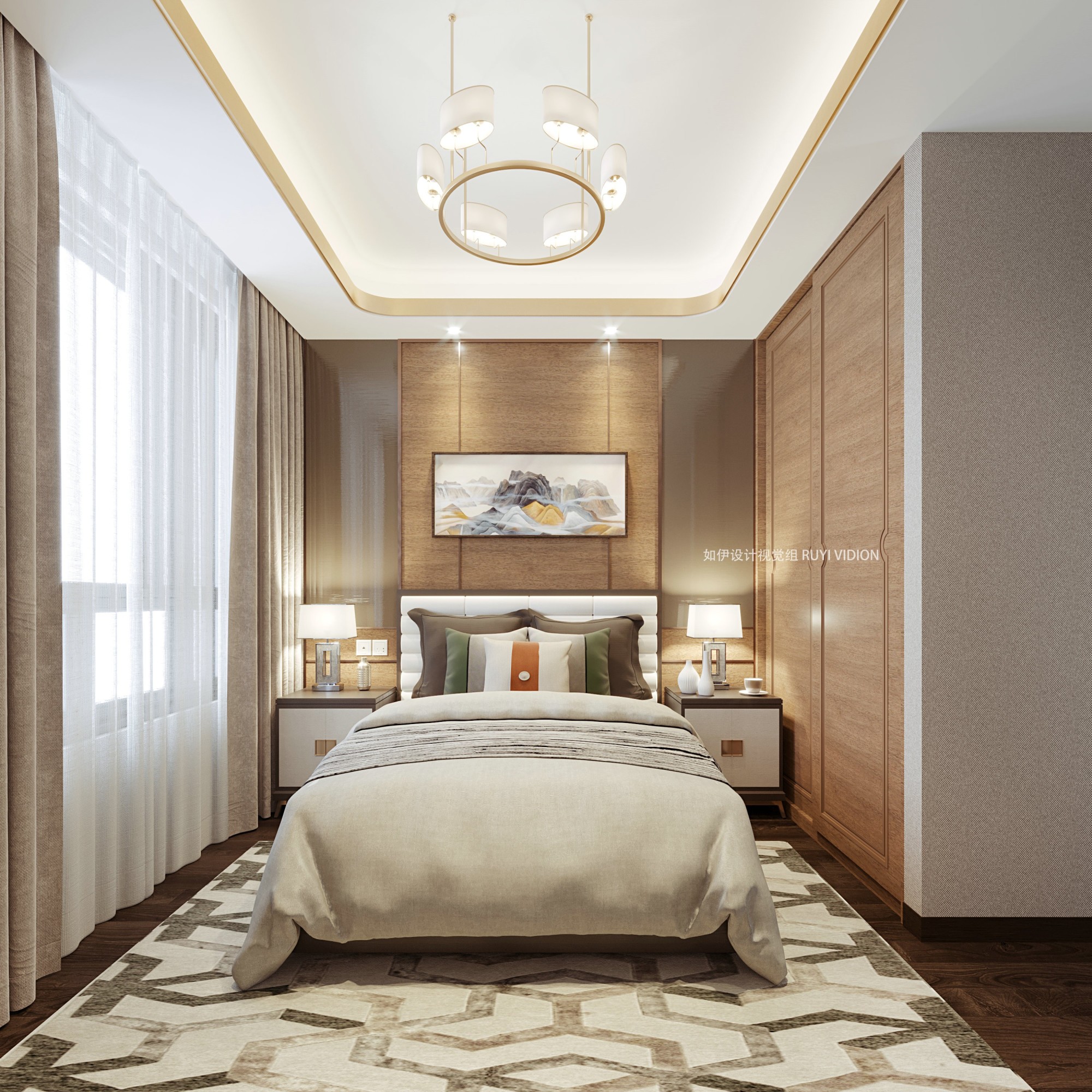 新中式家装设计[ID: 110642525]_建e效果图