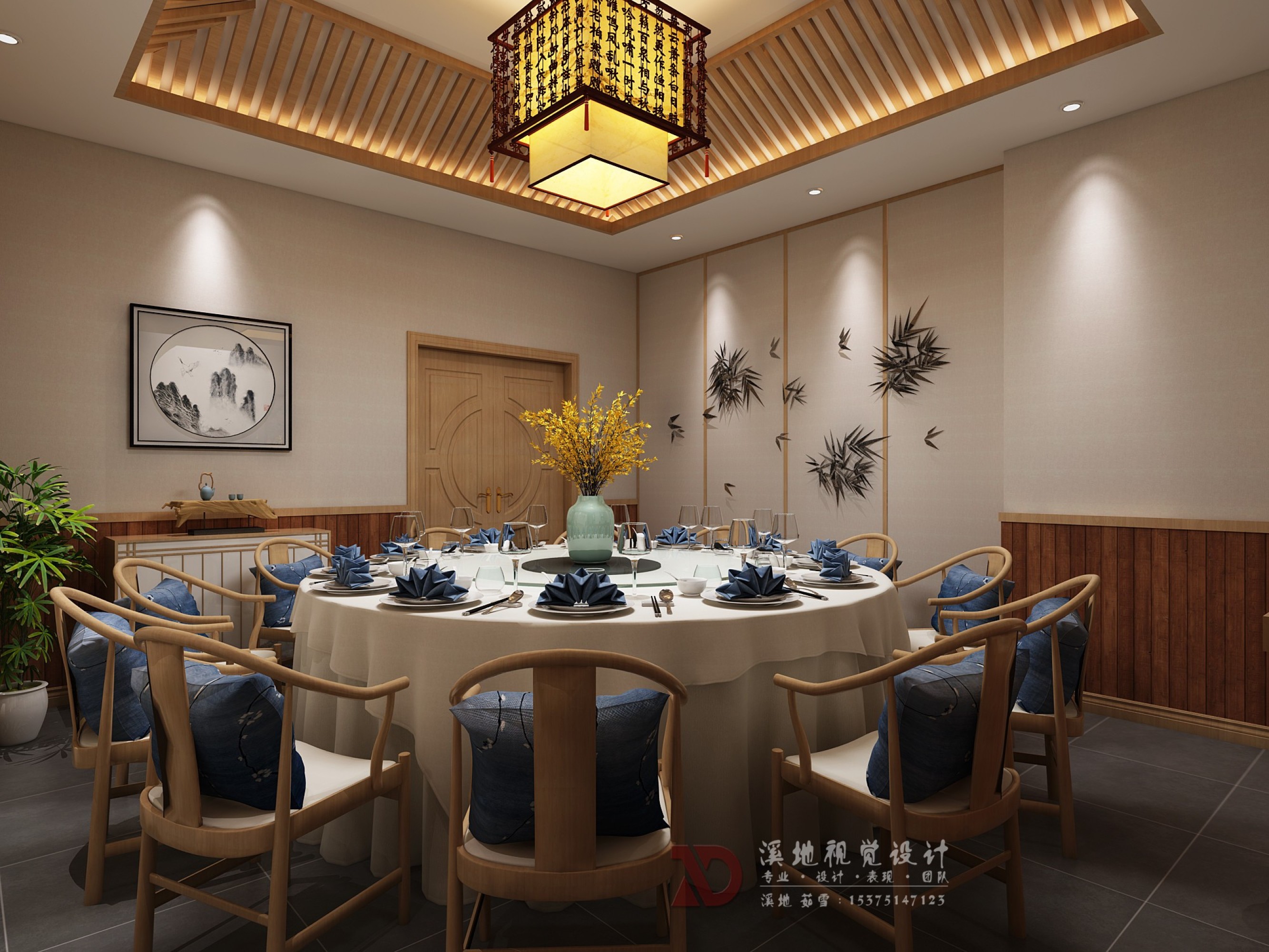 新中式火锅店全景[ID: 110839118]_建e效果图