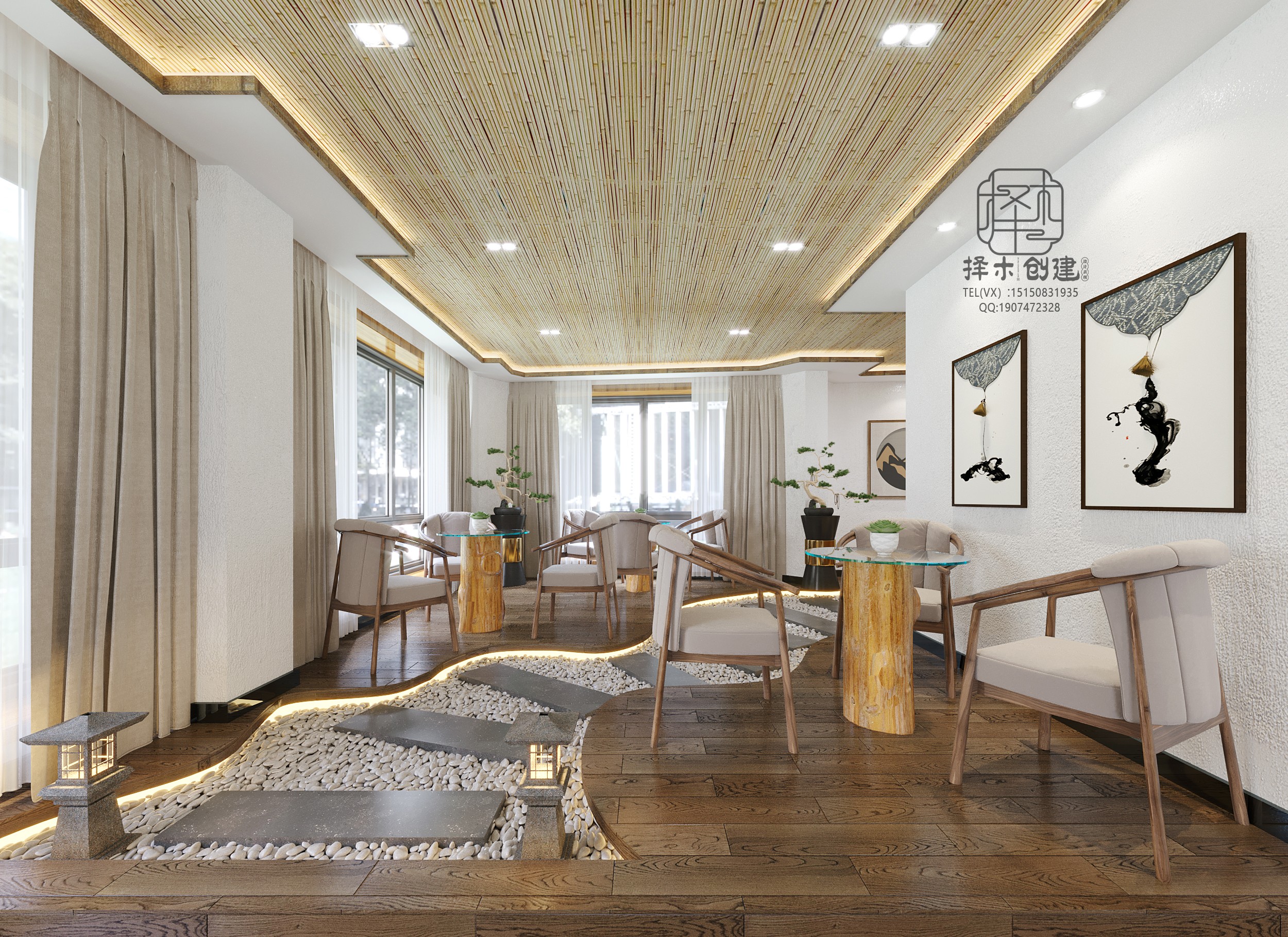 新中式民宿设计 - 效果图交流区-建e室内设计网