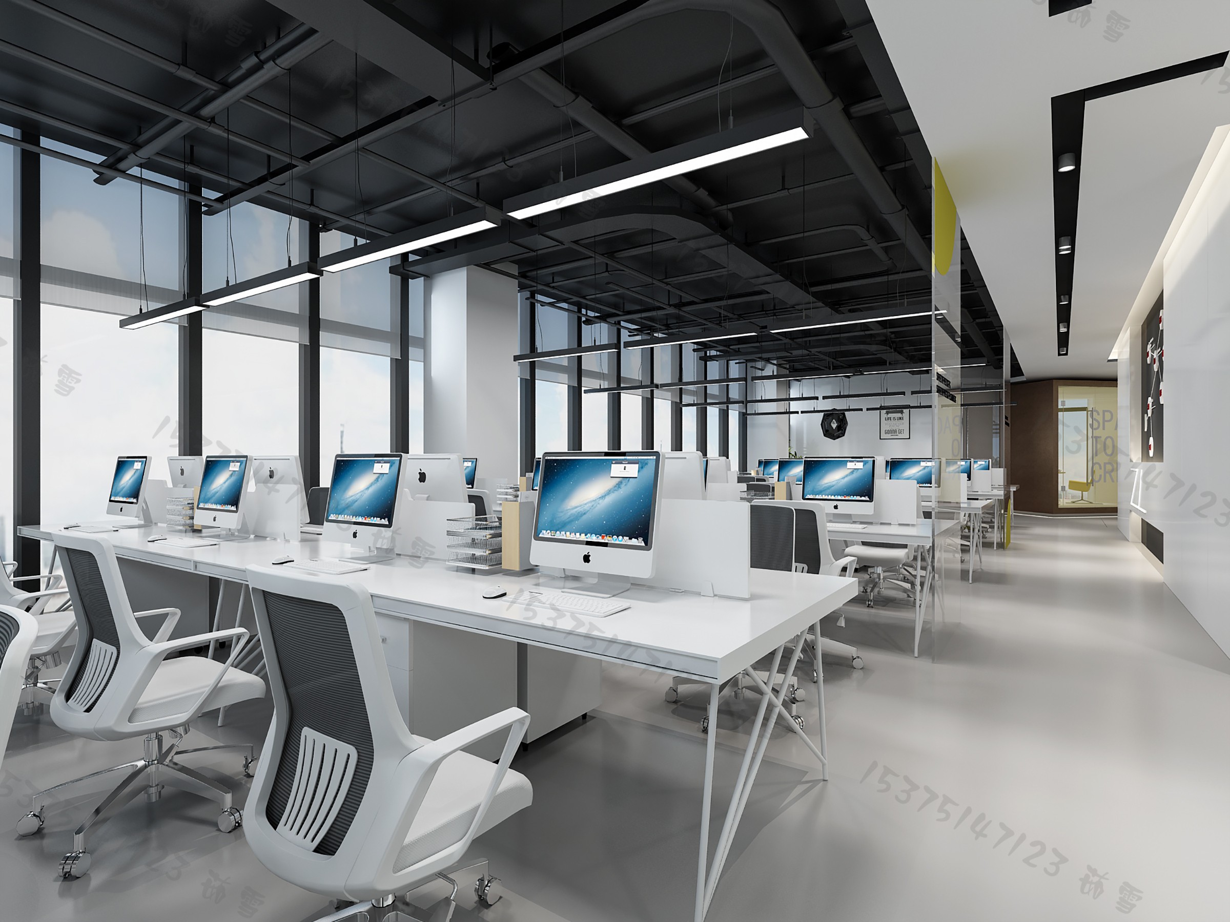 现代办公空间全景 - 效果图交流区-建e室内设计网