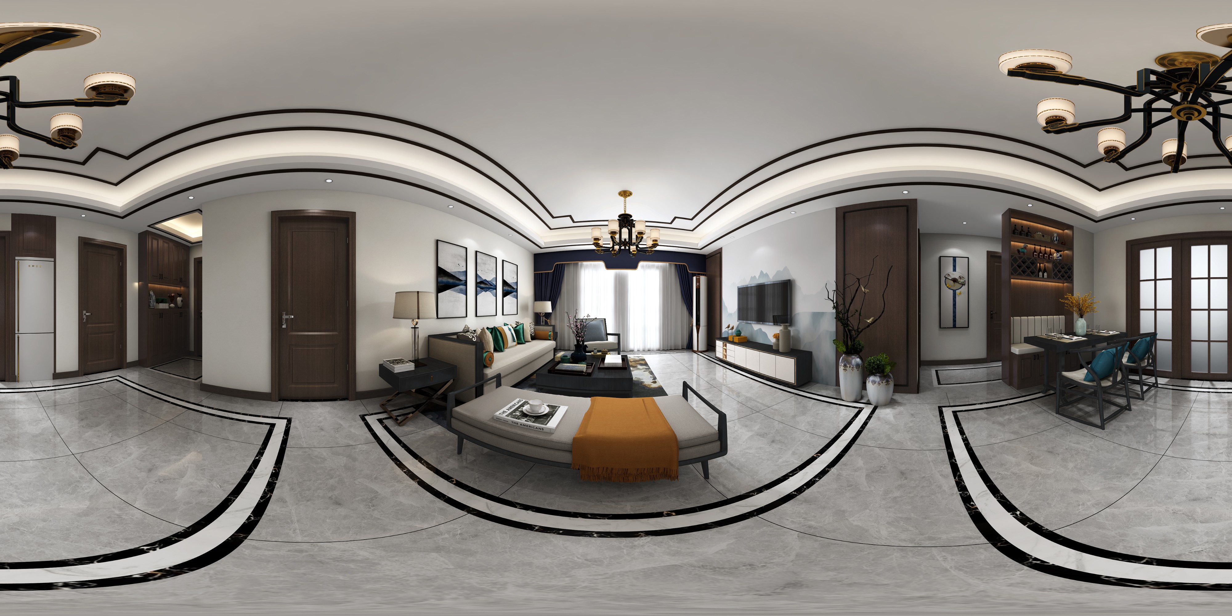 新中式家装全景 - 效果图交流区-建e室内设计网