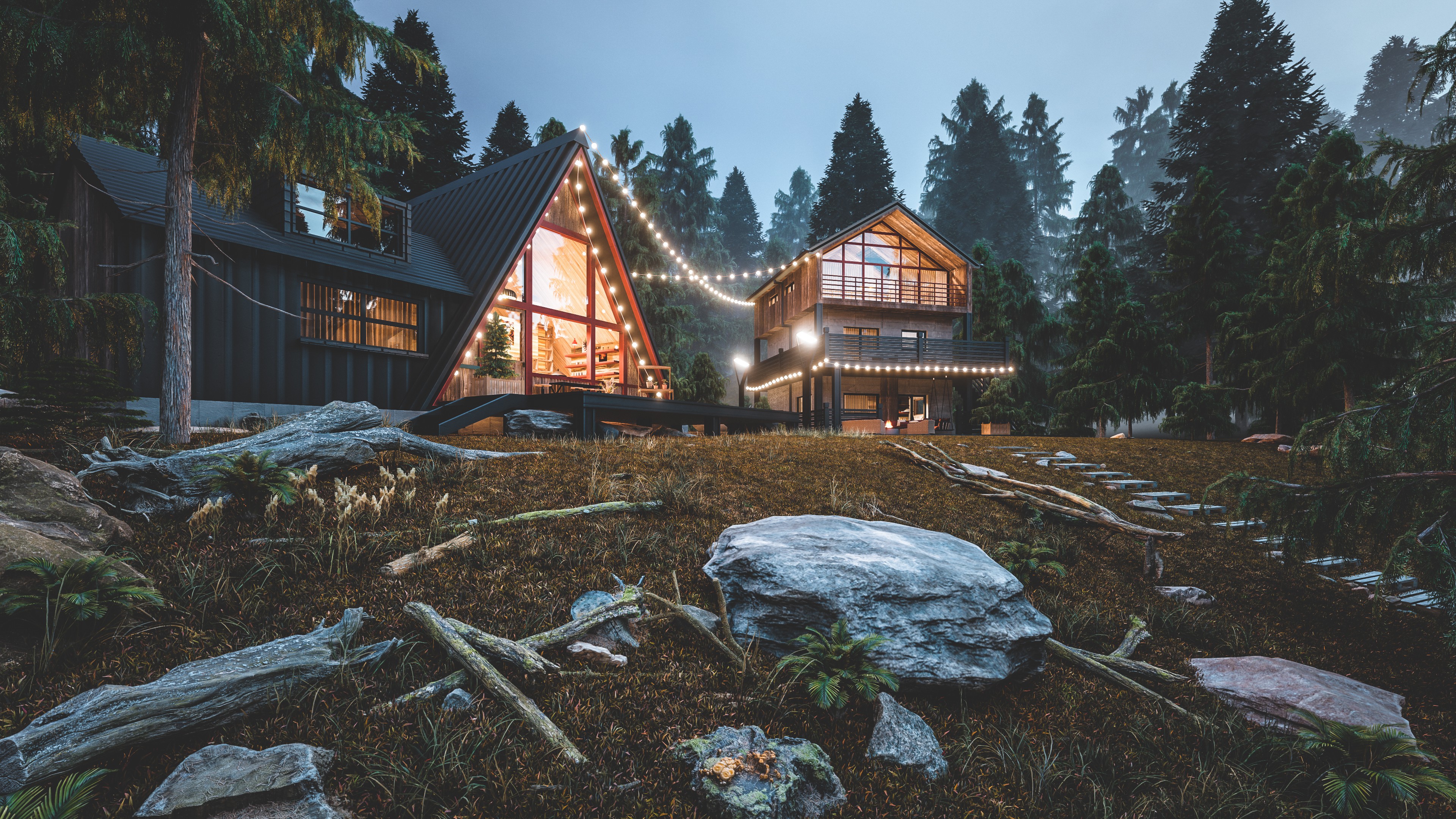 现代森林建筑变现