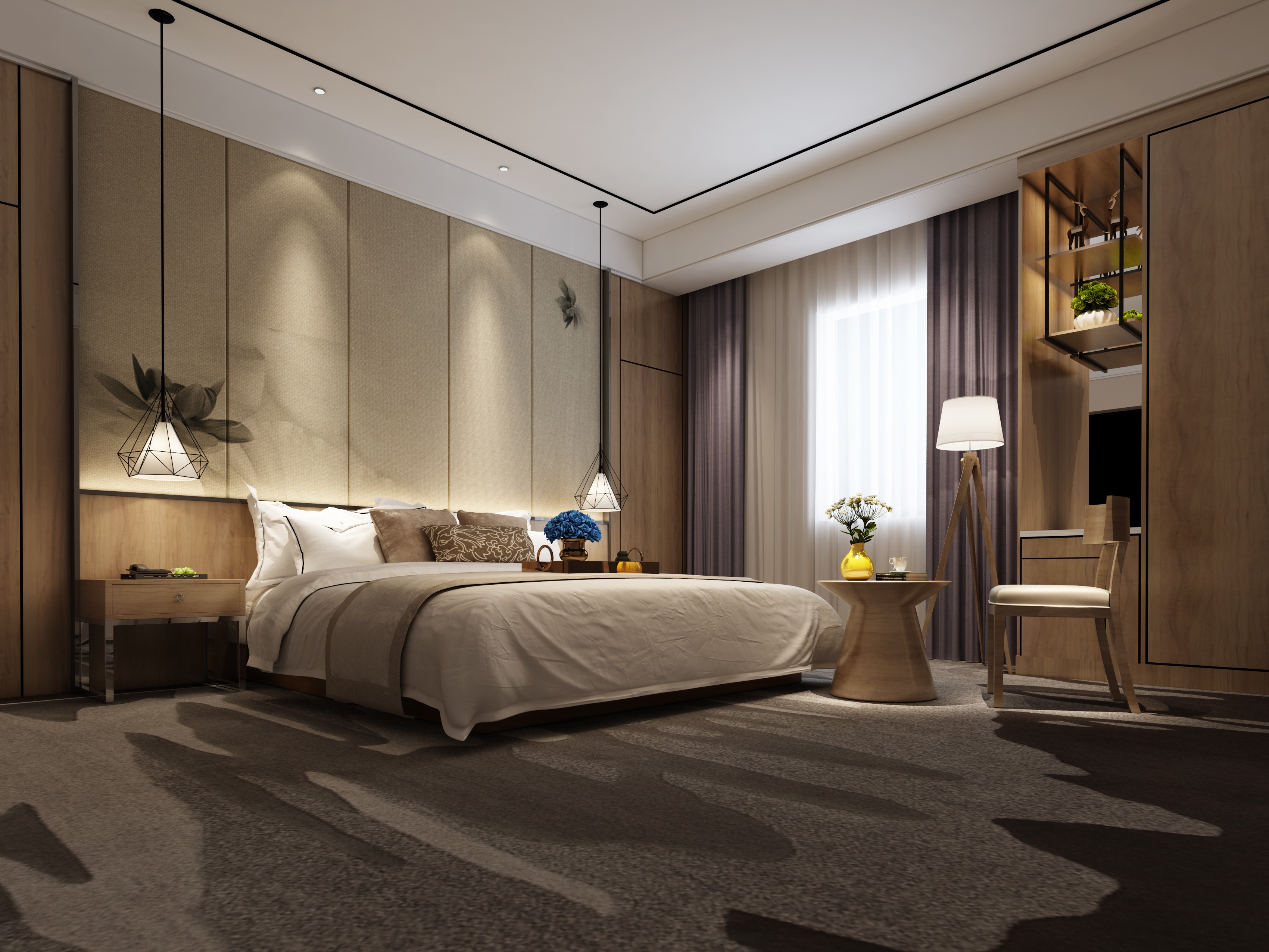 新中式卧室 效果图交流区-建e室内设计网