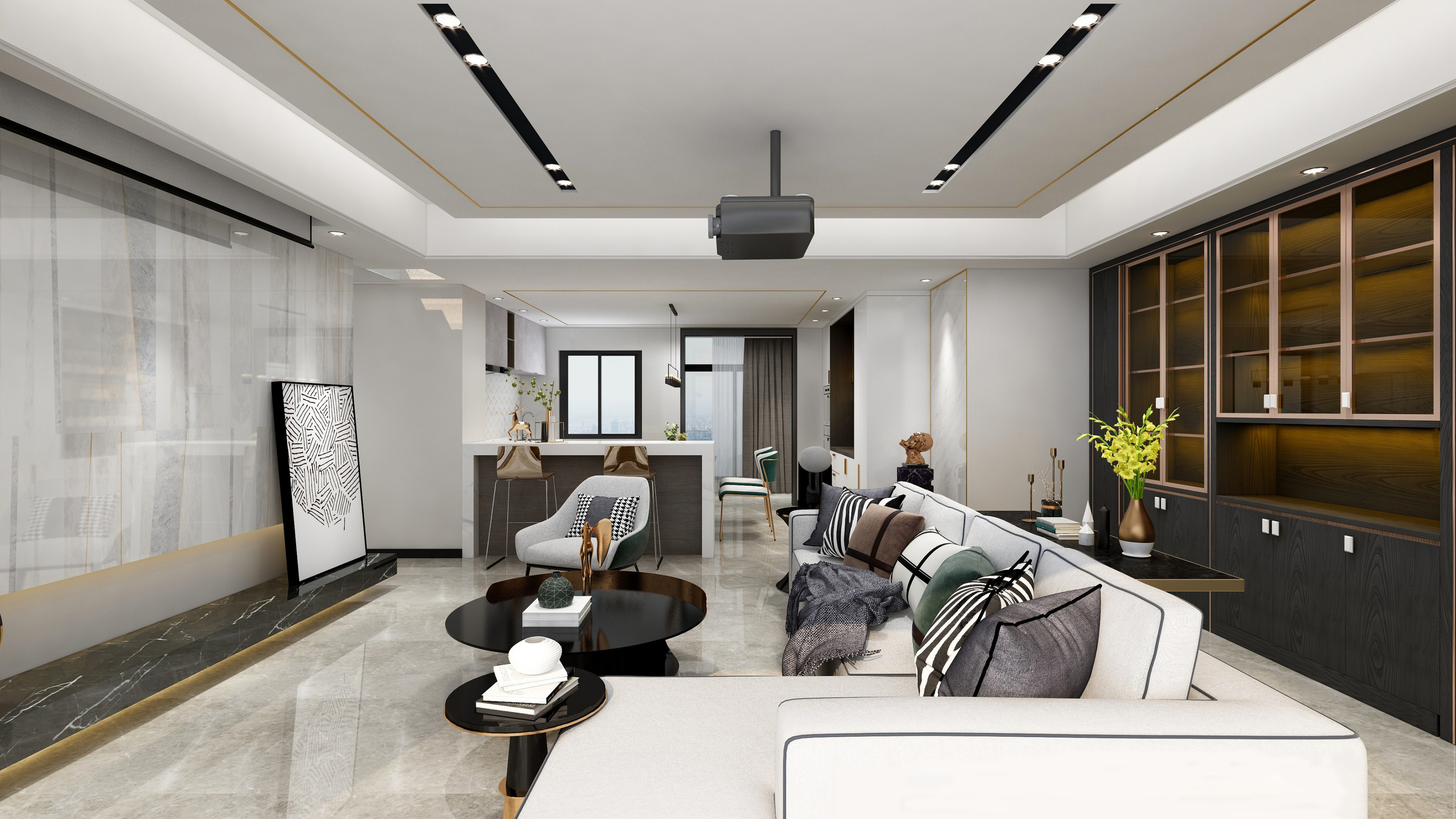 现代客厅餐厅[ID: 113001874]_建e效果图