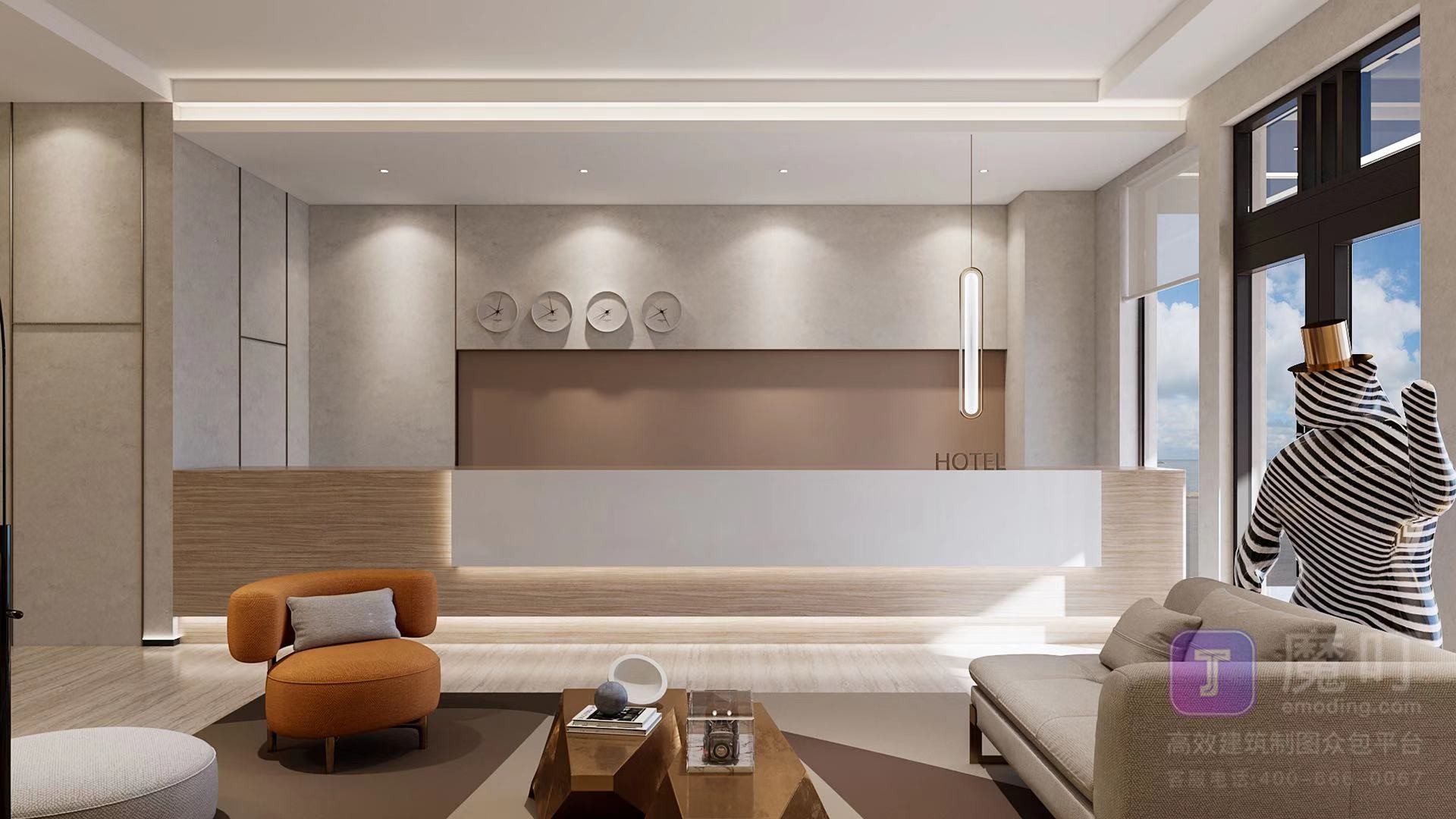 现代酒店大厅卧室休息区会客区