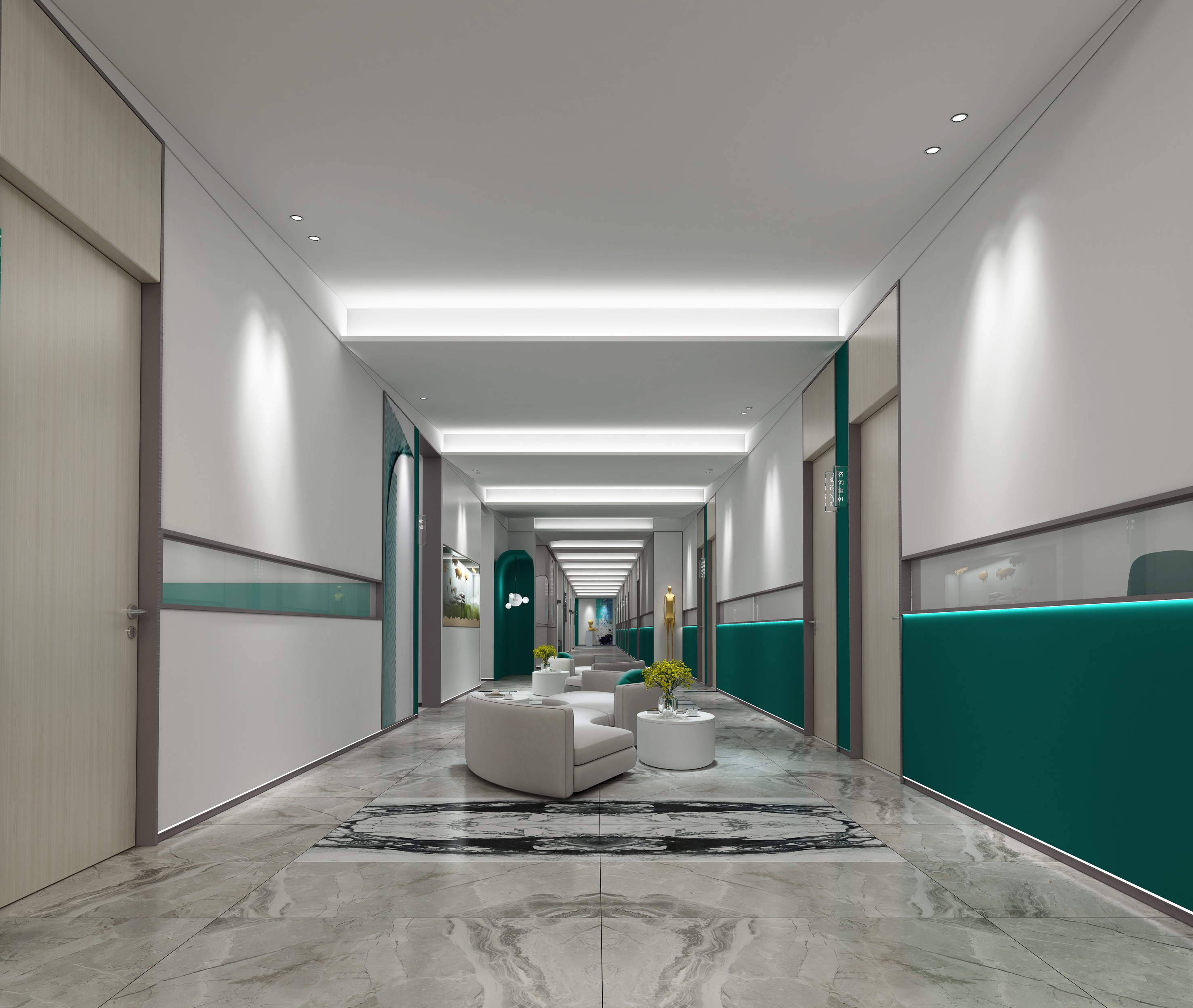 项目名称:江西萍乡牙佰年口腔医院 设计面积:约1800㎡ 主要材质:大