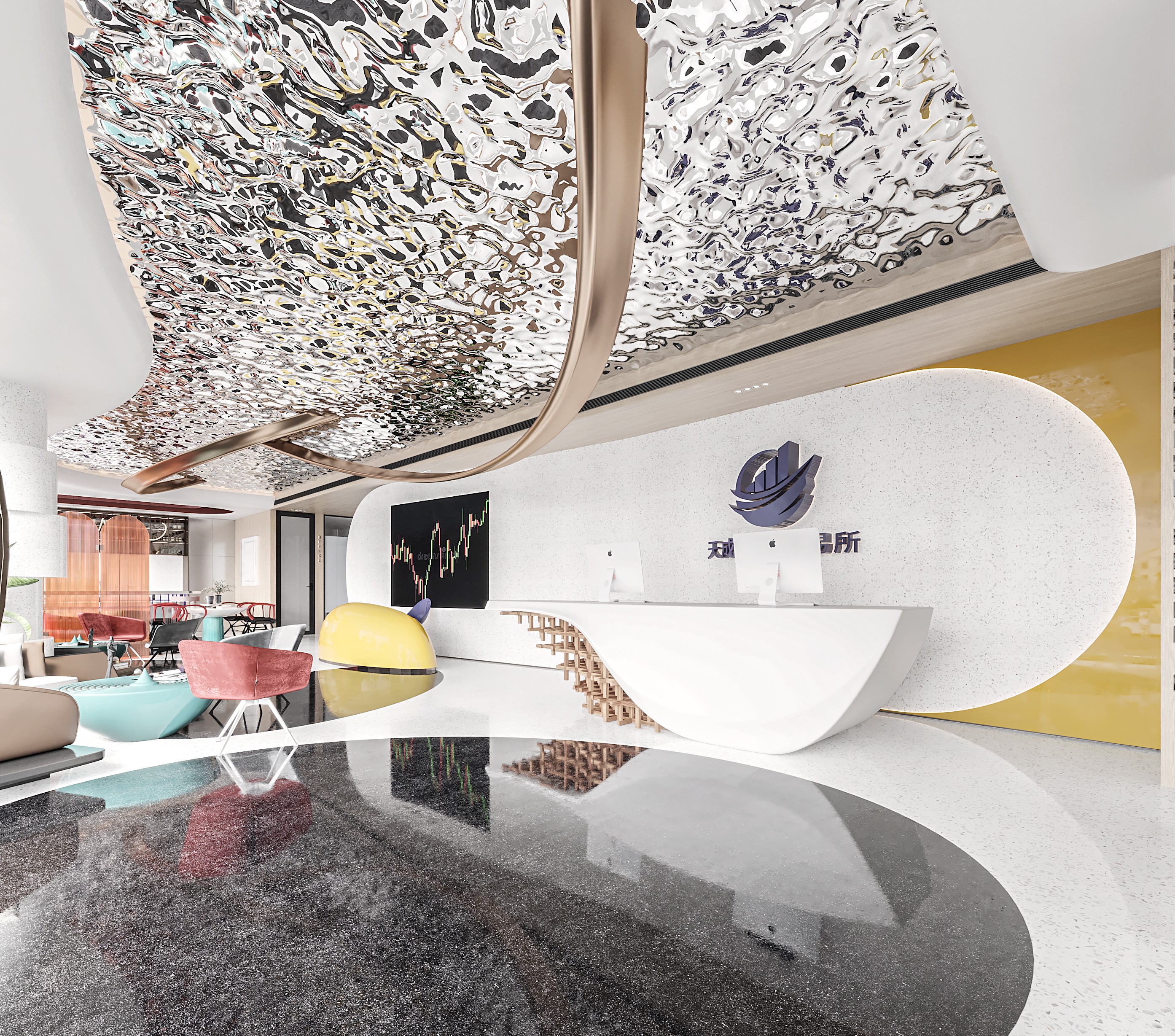 现代前台接待区 - 效果图交流区-建e室内设计网