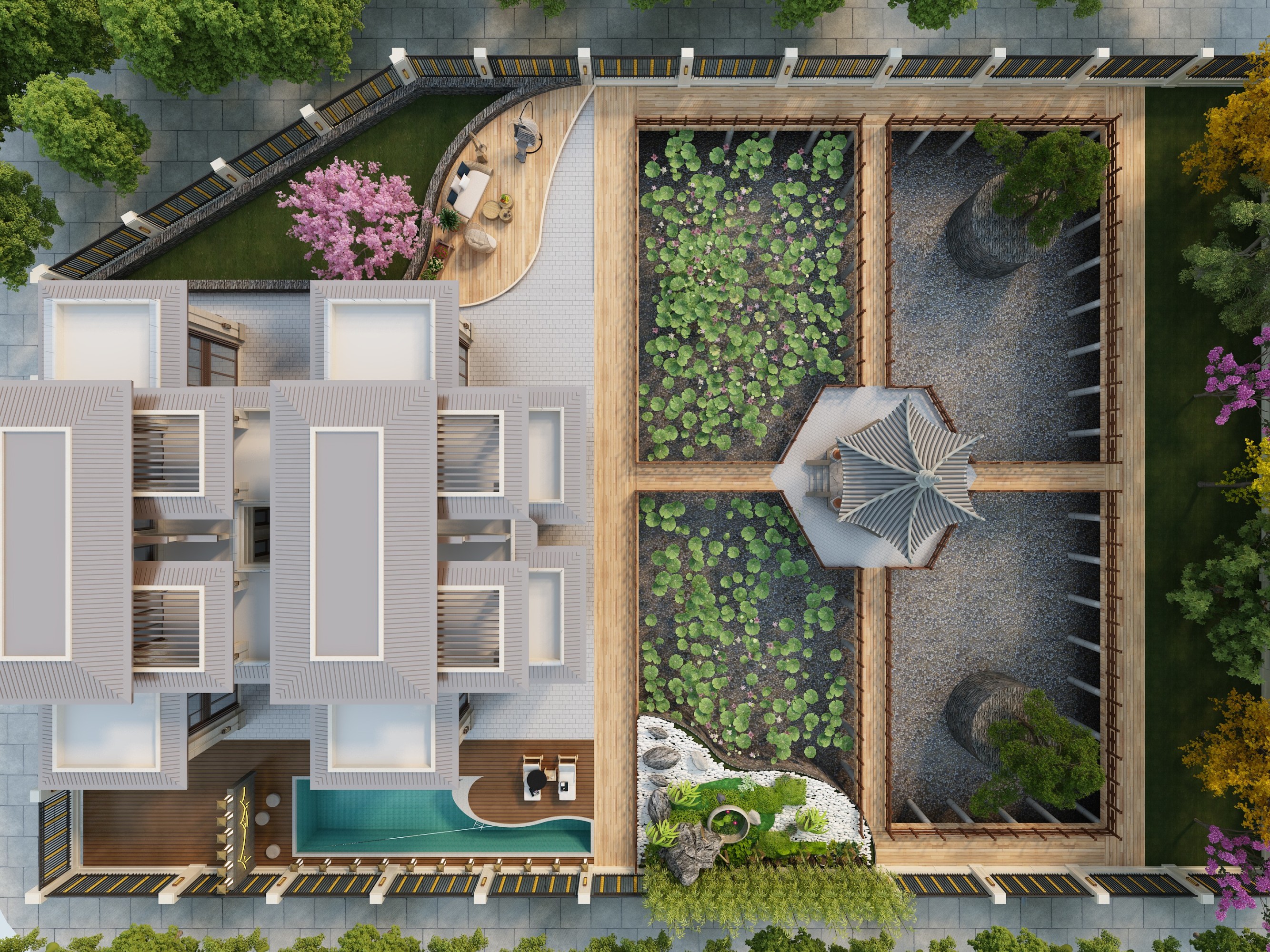 中式庭院景观[ID: 105465070]_建e效果图