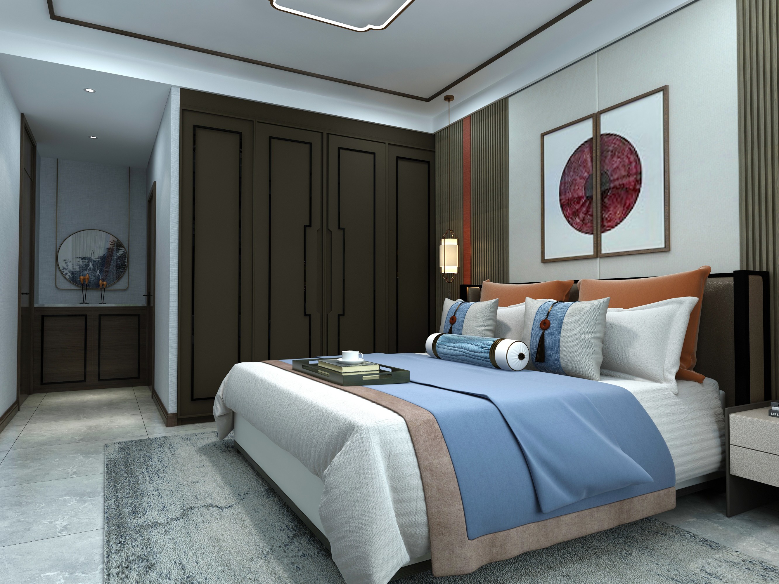 新中式卧室[ID: 106185914]_建e效果图