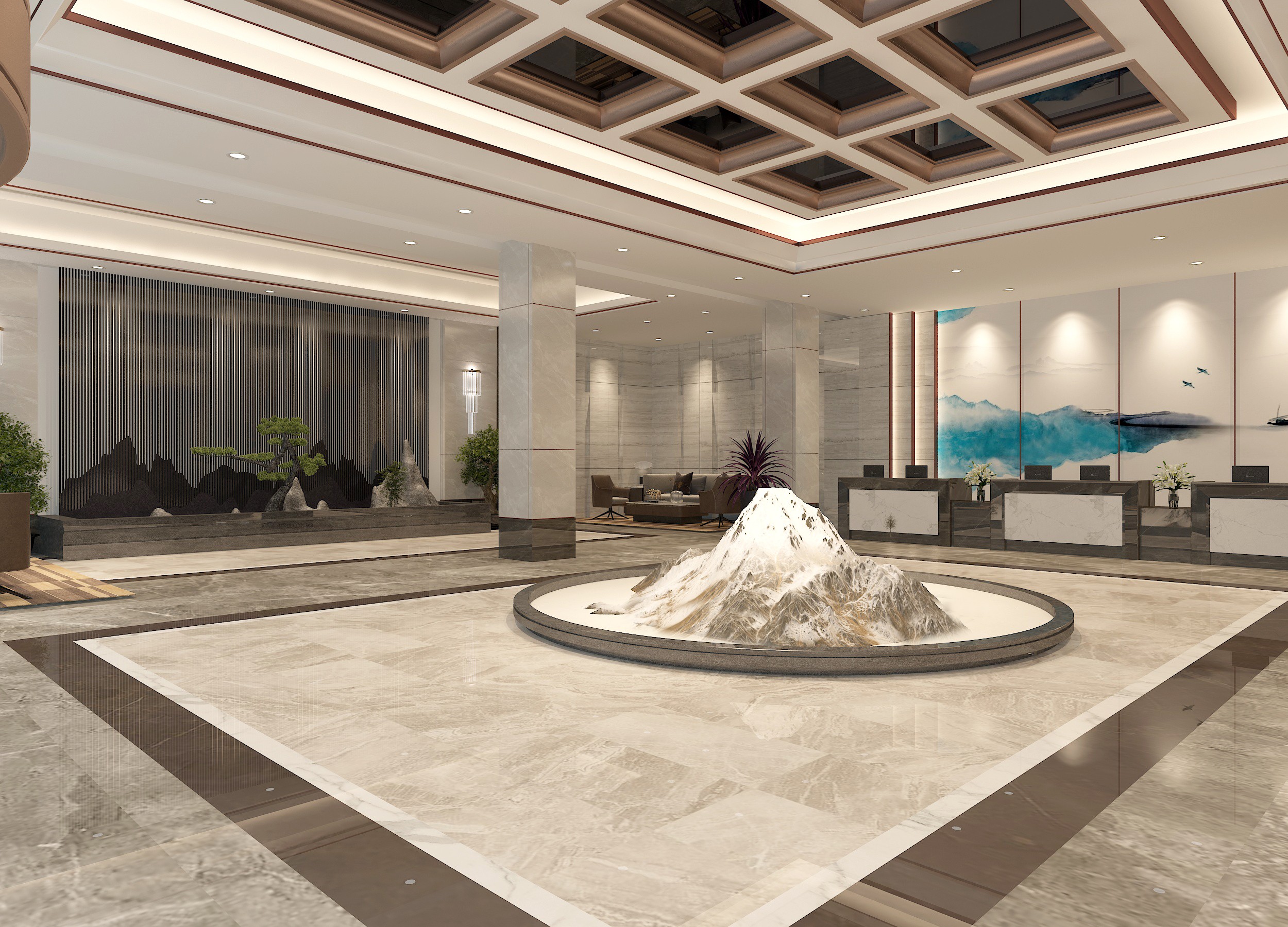 新中式酒店休息区 - 效果图交流区-建e室内设计网