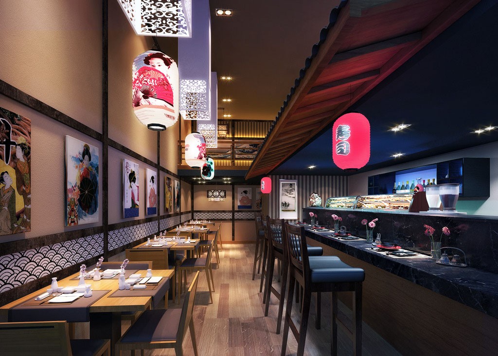 现代寿司店设计案例效果图