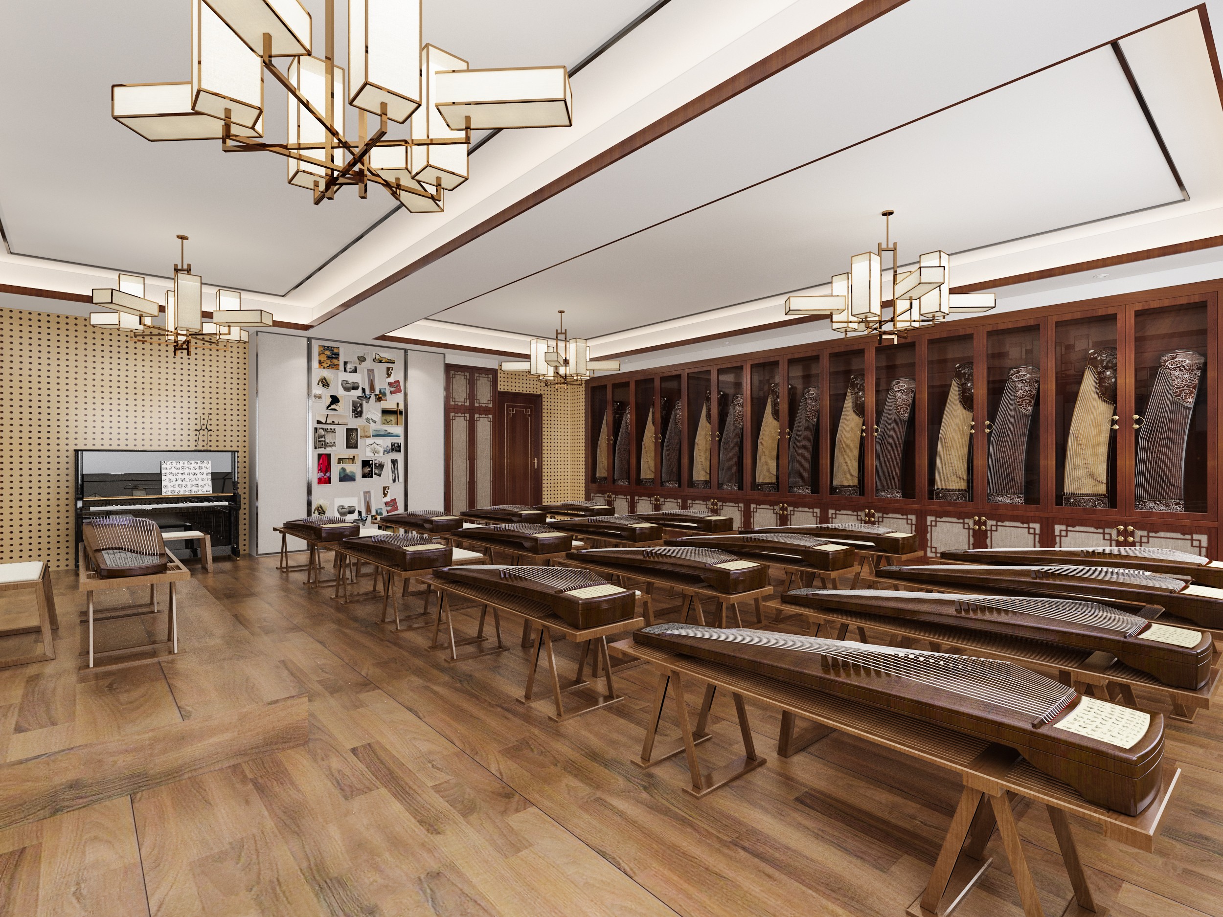 新中式琴室 - 效果图交流区-建e室内设计网