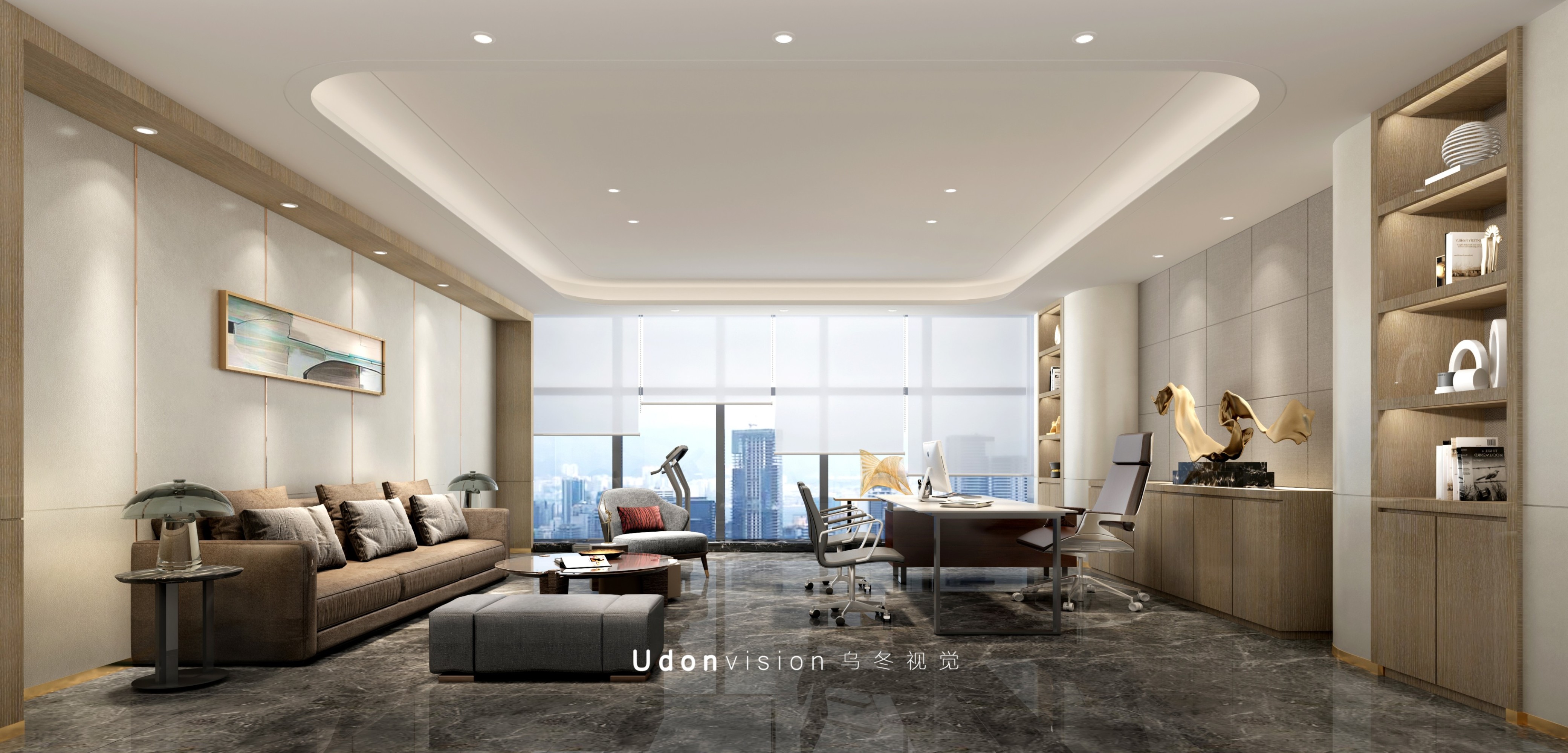 新中式办公室[ID: 107037853]_建e效果图