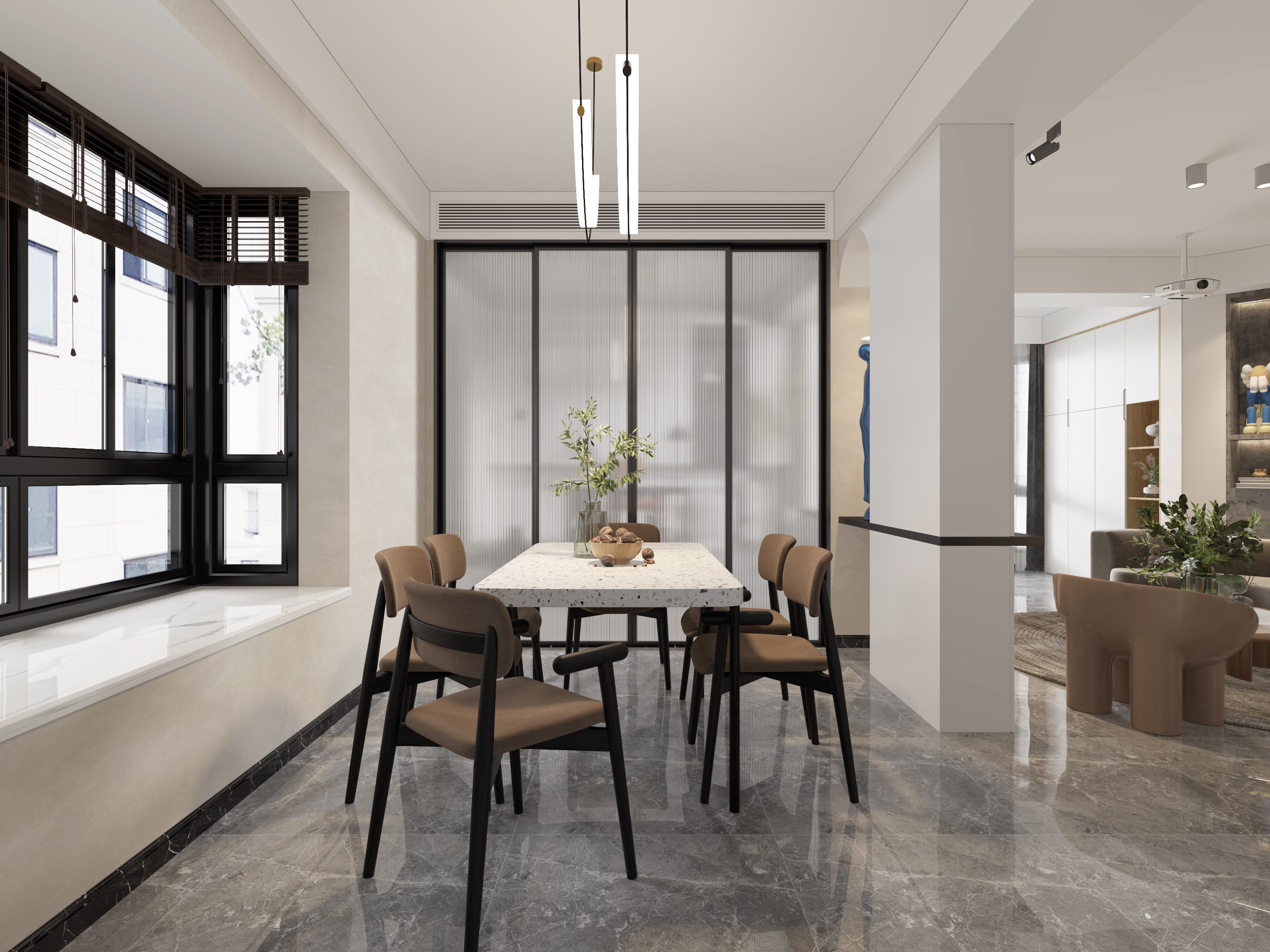 现代简约客餐厅 - 效果图交流区-建E室内设计网