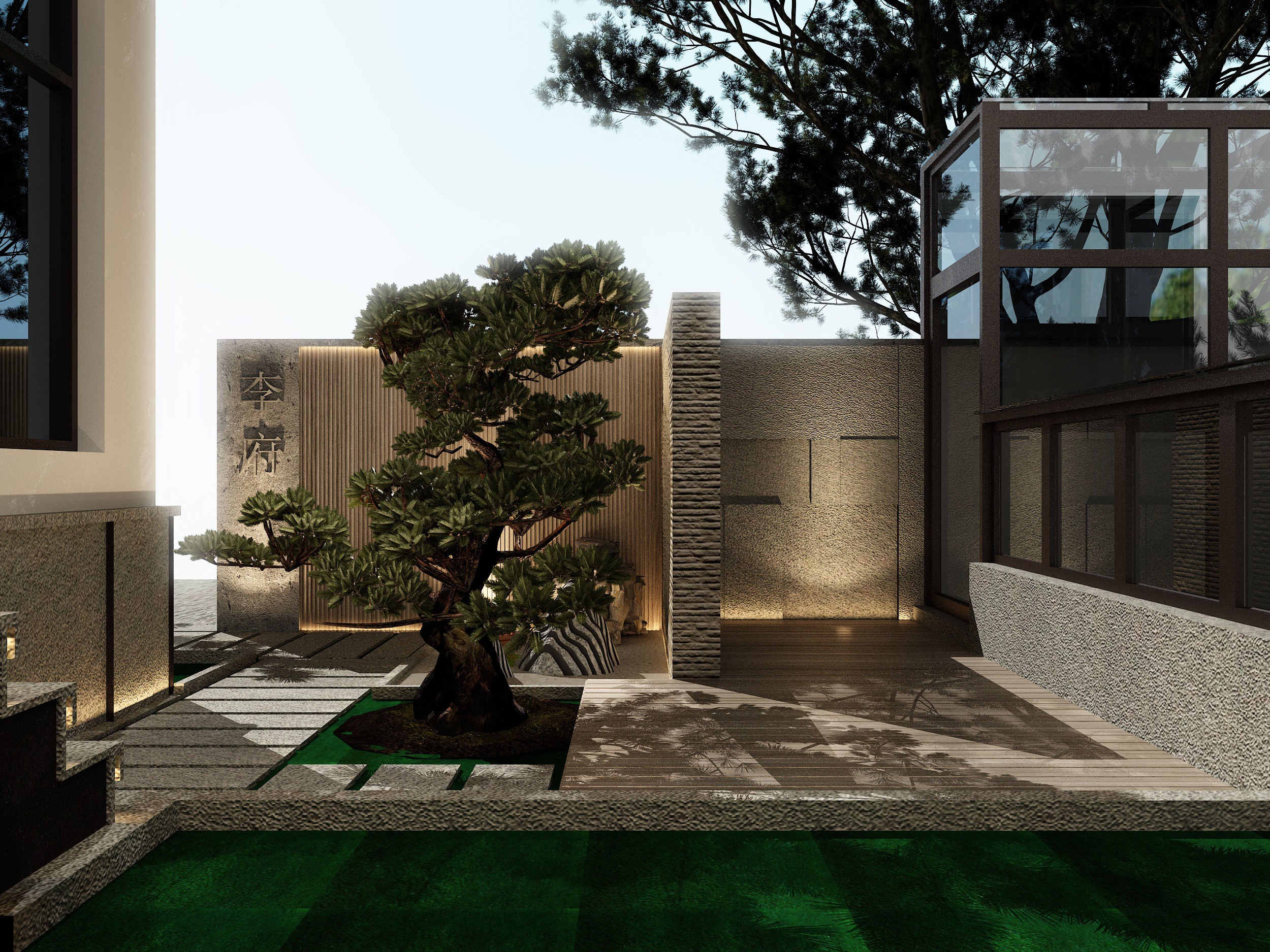 新中式庭院景观 - 效果图交流区-建e室内设计网