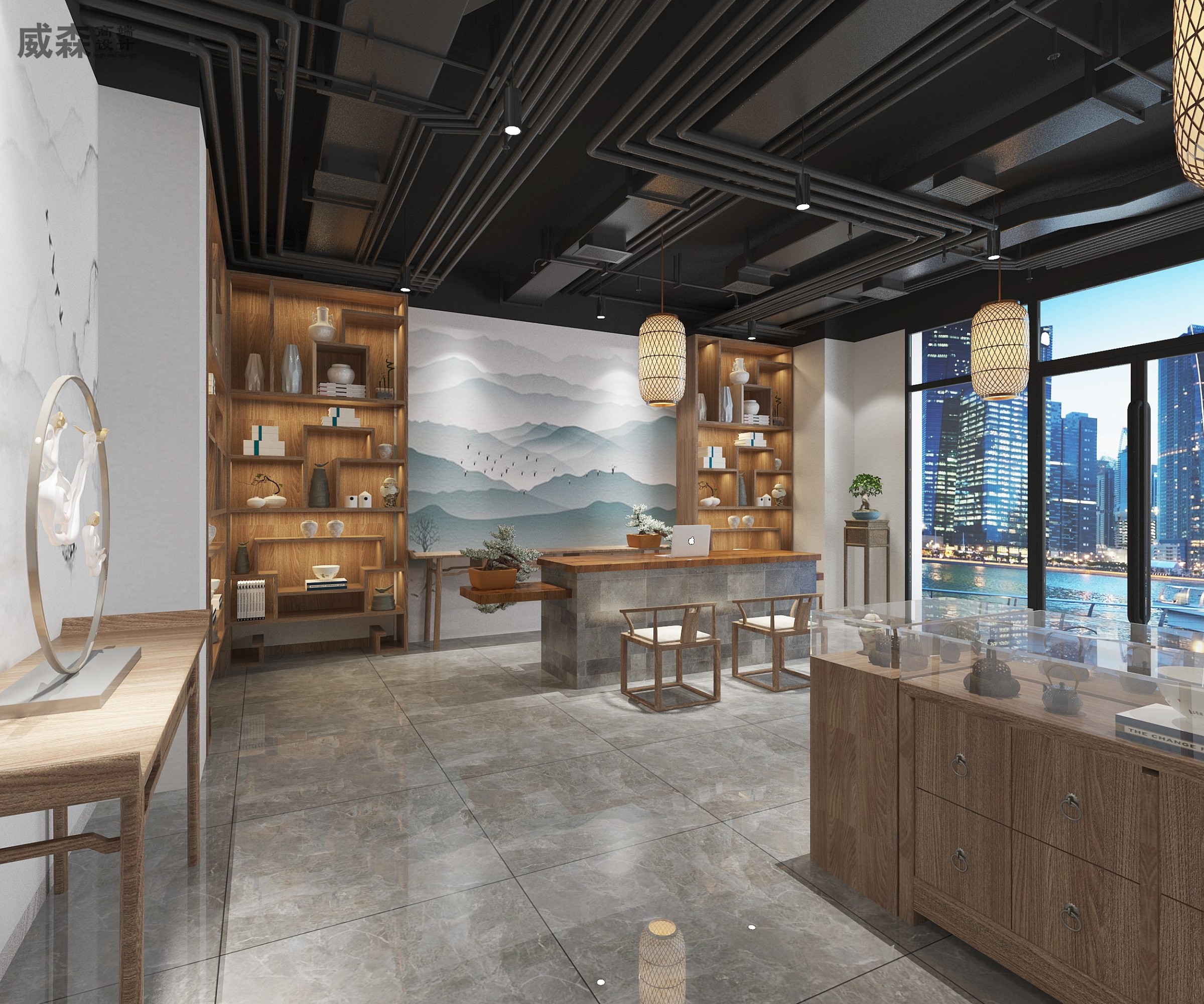 新中式茶室 [ID: 107562045]_建e效果图