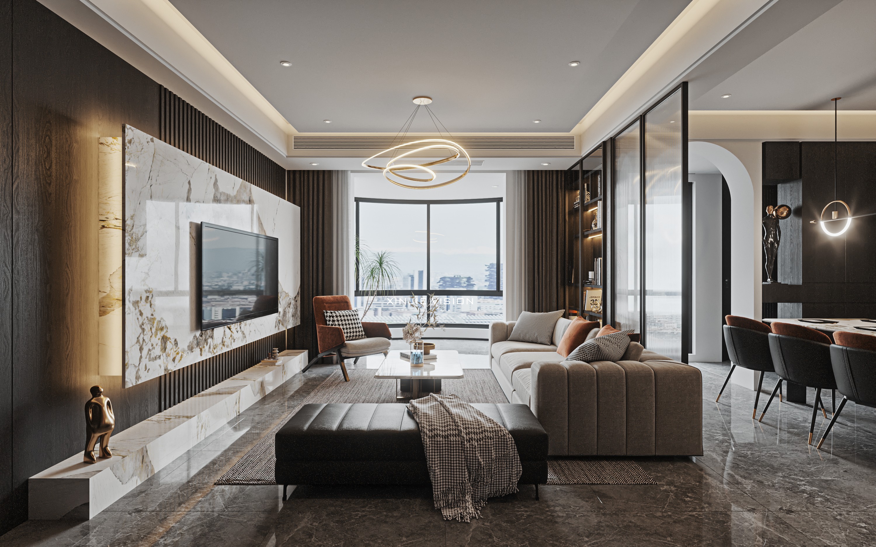 暗黑系住宅，质感的魅力主场 - 效果图交流区-建E室内设计网