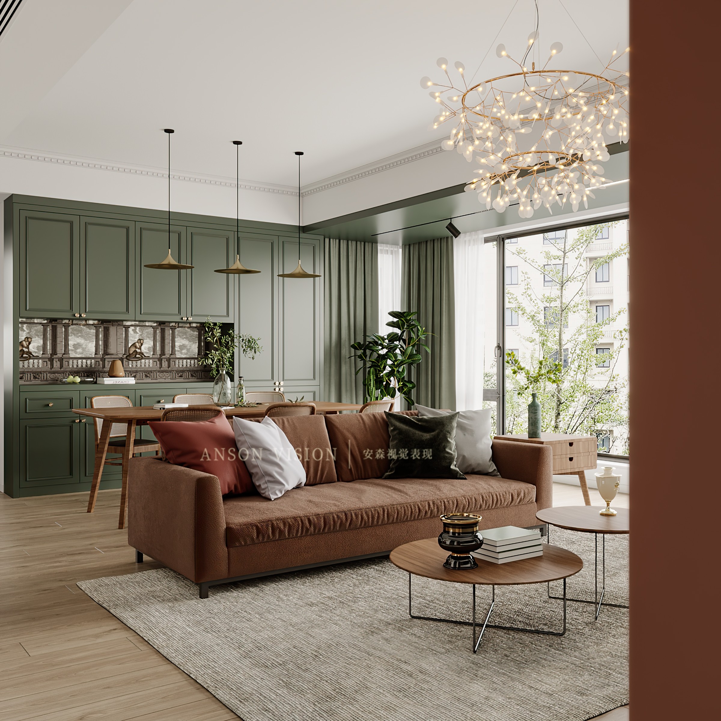 复古小清新客餐厅 - 效果图交流区-建e室内设计网