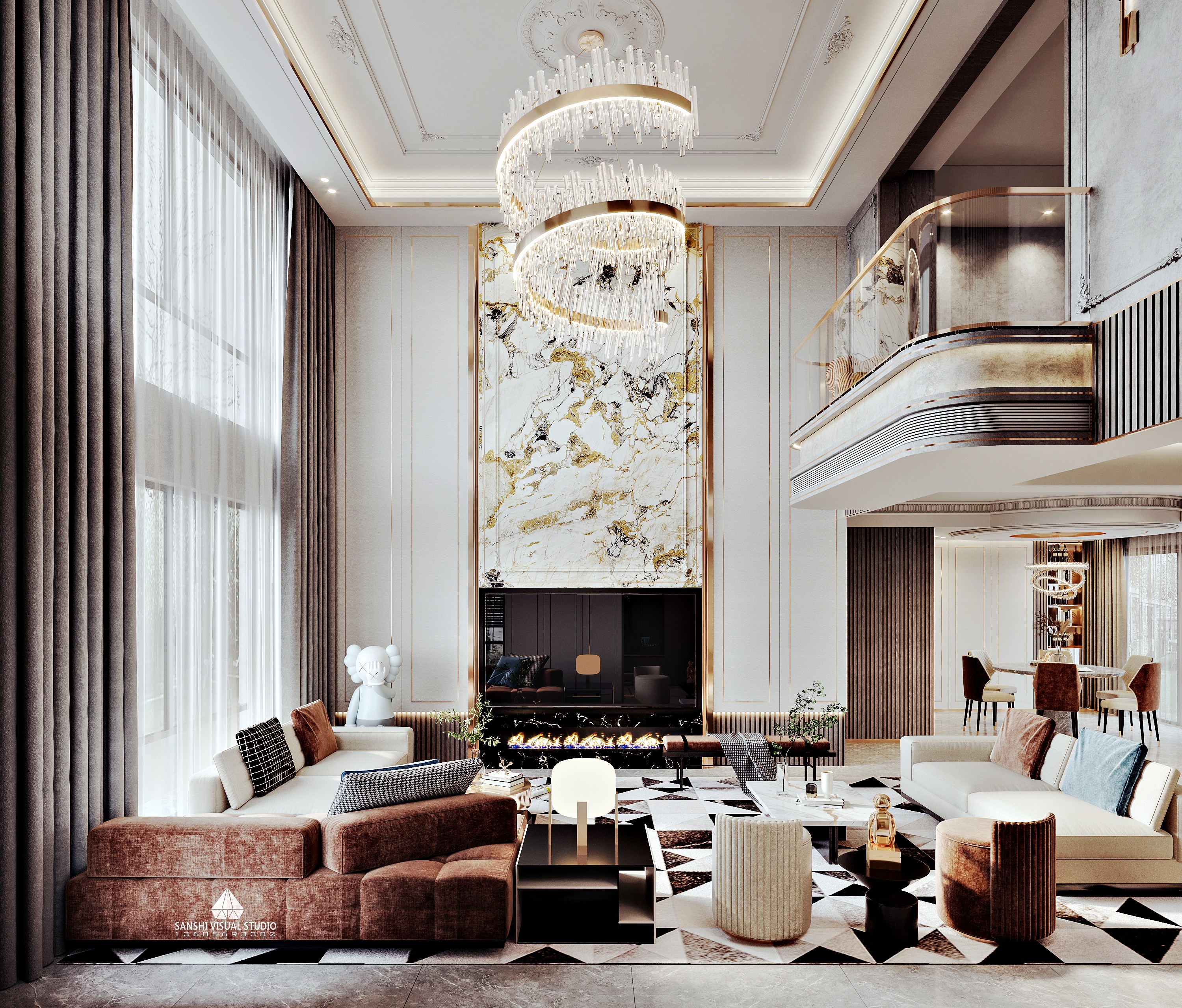 现代轻奢风格别墅 - 效果图交流区-建e室内设计网