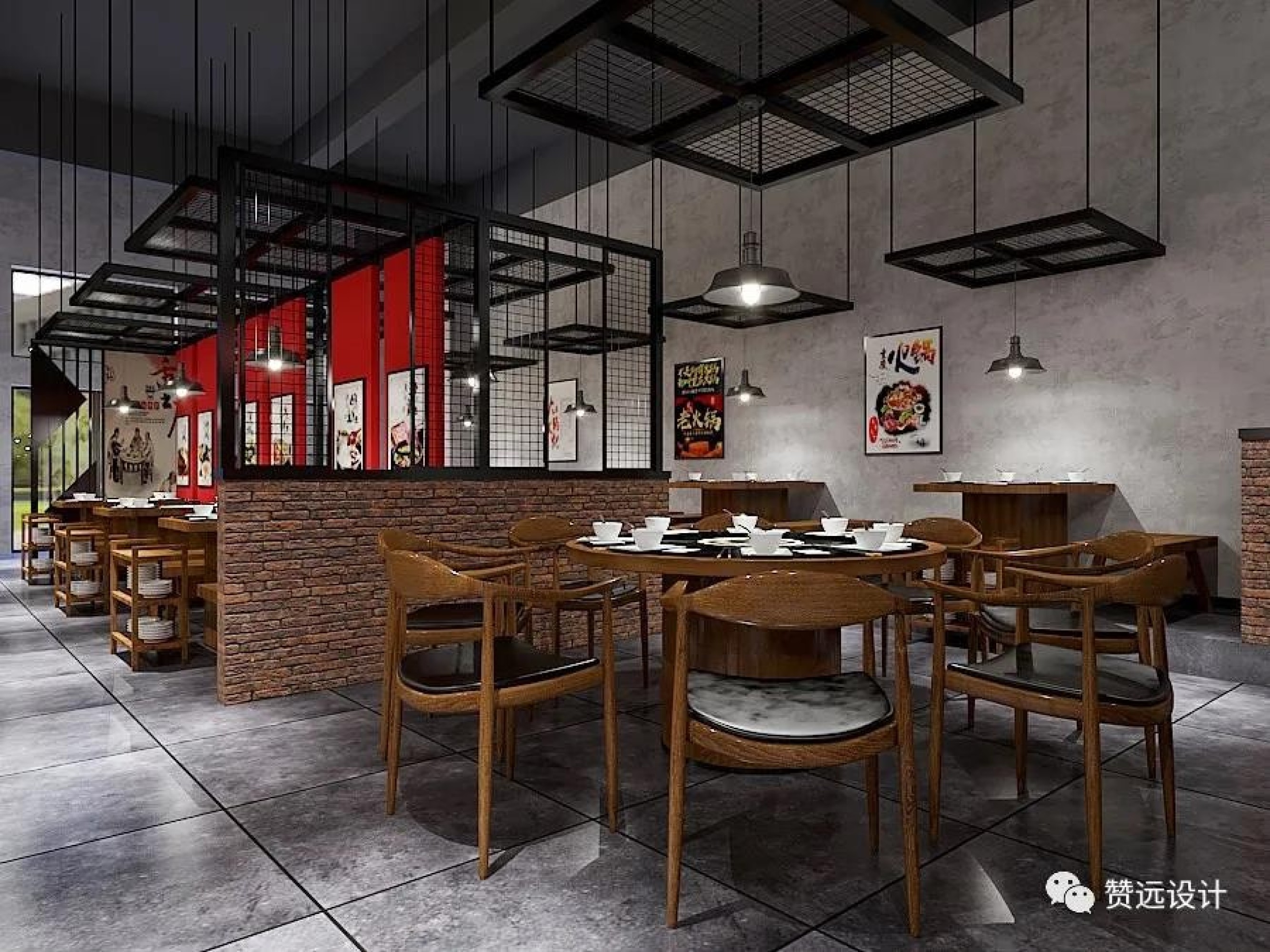 新中式火锅店装修案例[ID: 108938434]_建e效果图