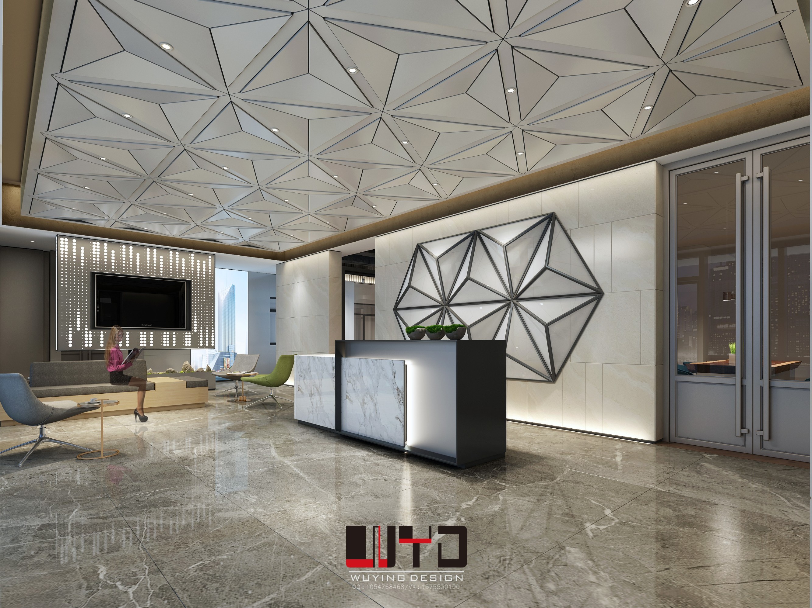 现代办公空间[ID: 108610802]_建e效果图